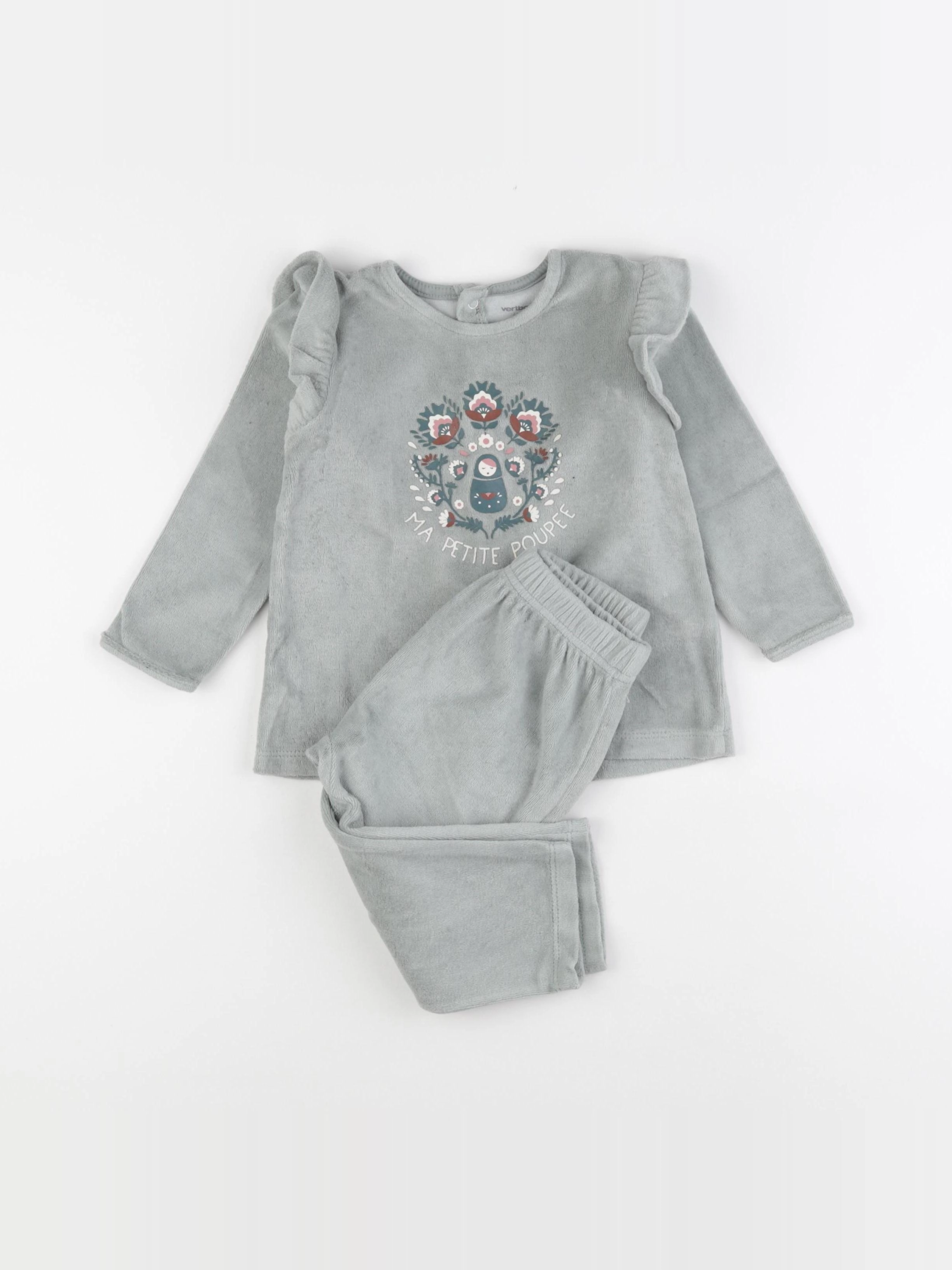 Vertbaudet - pyjama velours vert - 2 ans