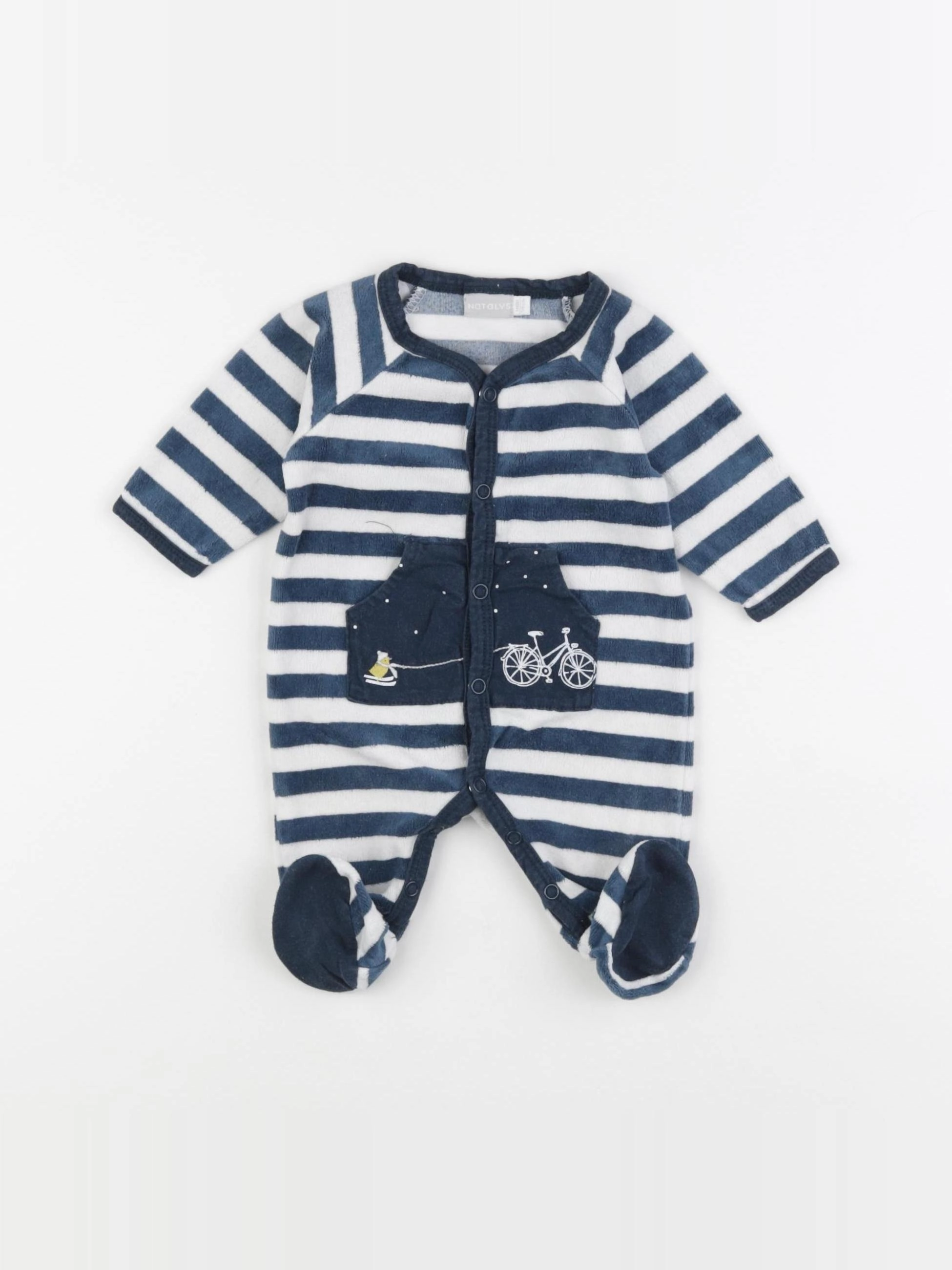 Natalys - pyjama velours vert - 1 mois
