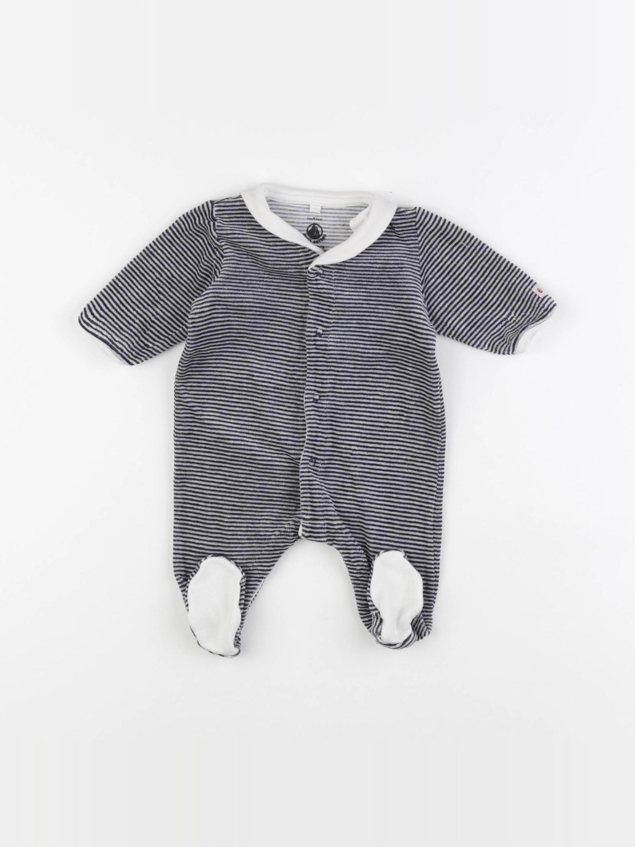 Petit Bateau - pyjama velours bleu - 1 mois