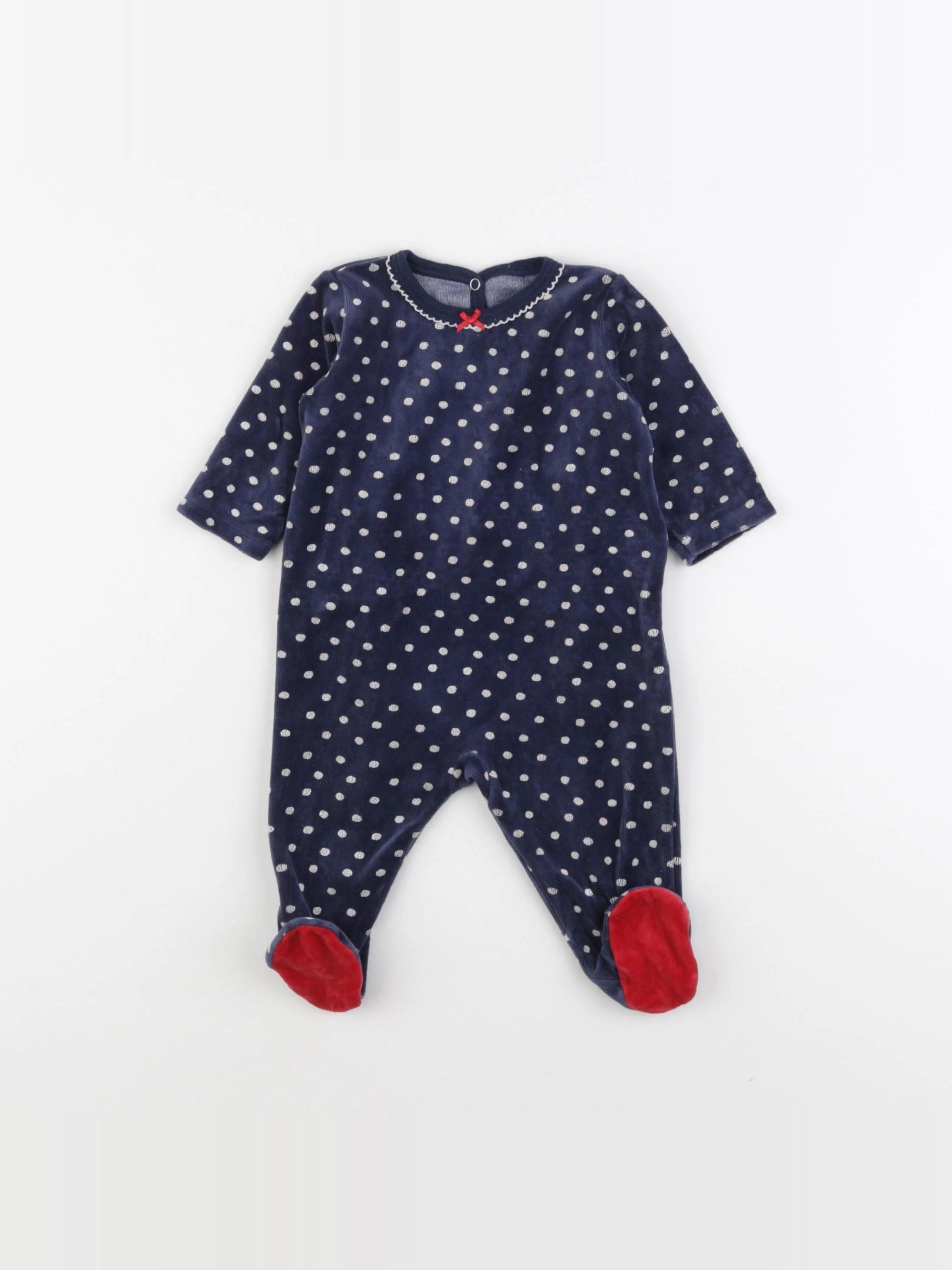 Petit Bateau - pyjama velours bleu - 3 mois