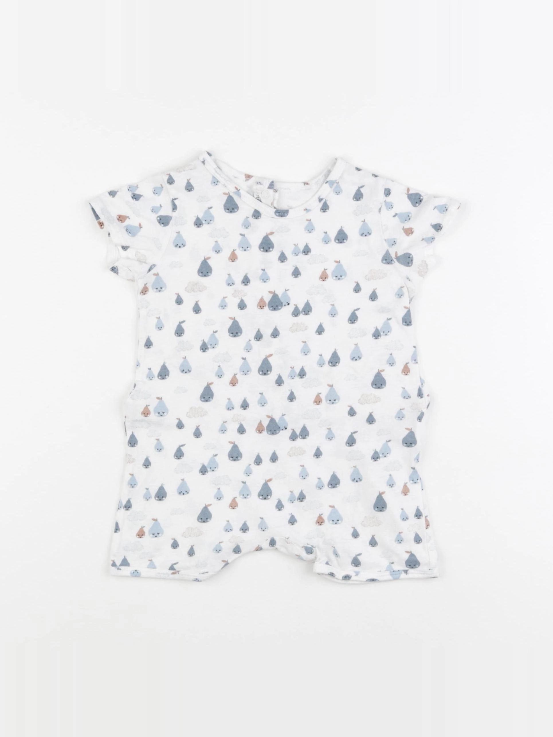 Vertbaudet - pyjama coton blanc, bleu - 12 mois