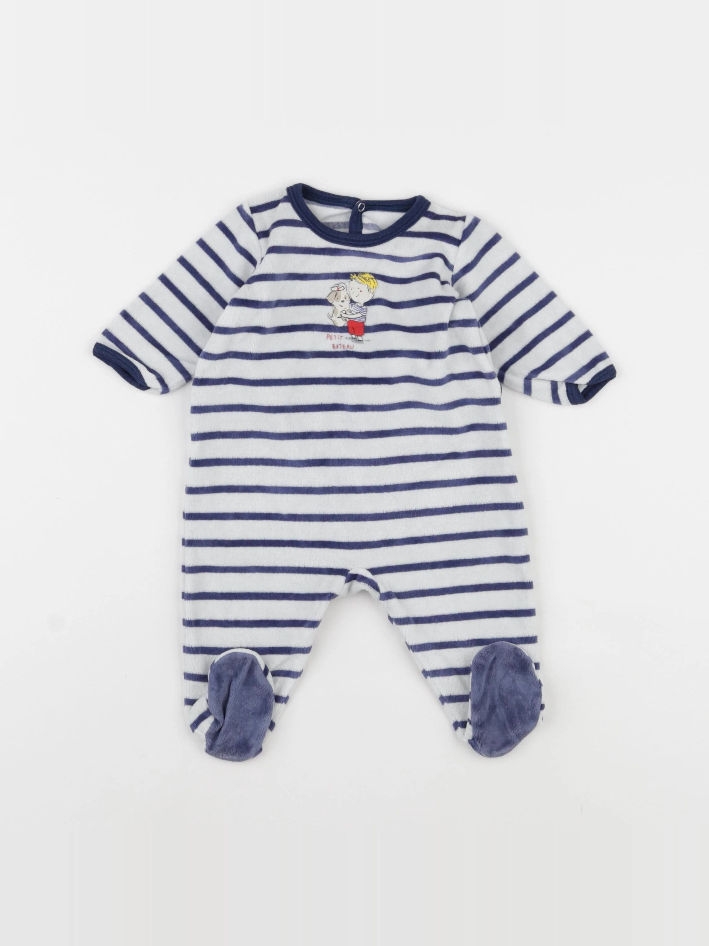 Petit Bateau - pyjama velours bleu - 3 mois