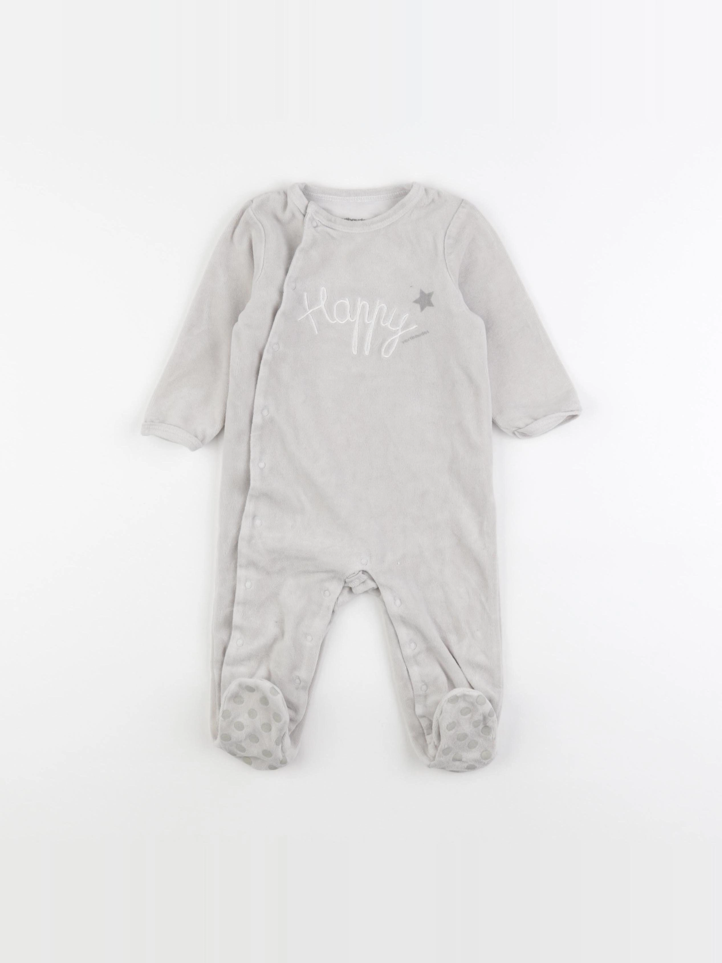 Vertbaudet - pyjama velours gris - 12 mois
