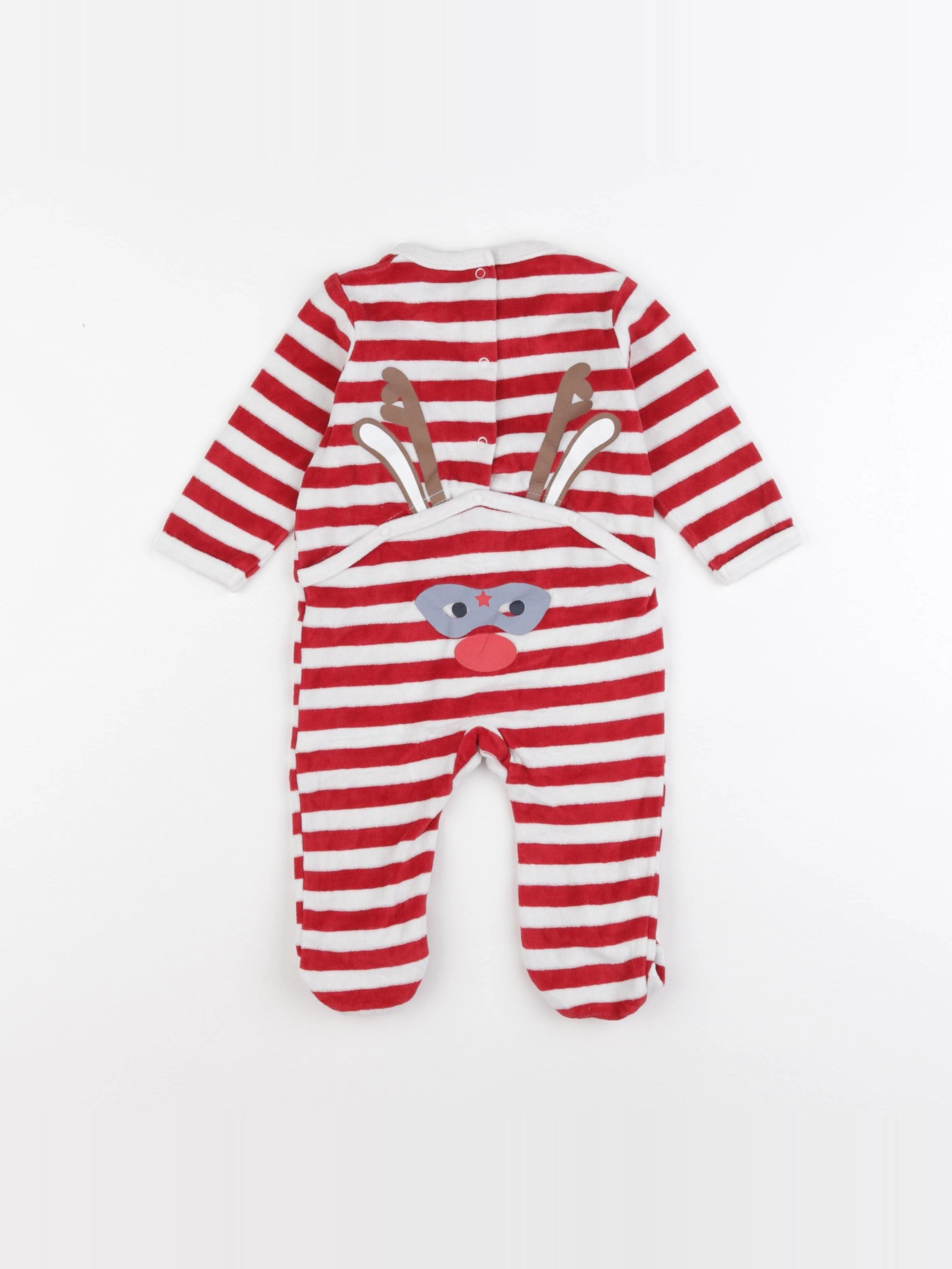 Vertbaudet - pyjama velours blanc, rouge - 6 mois