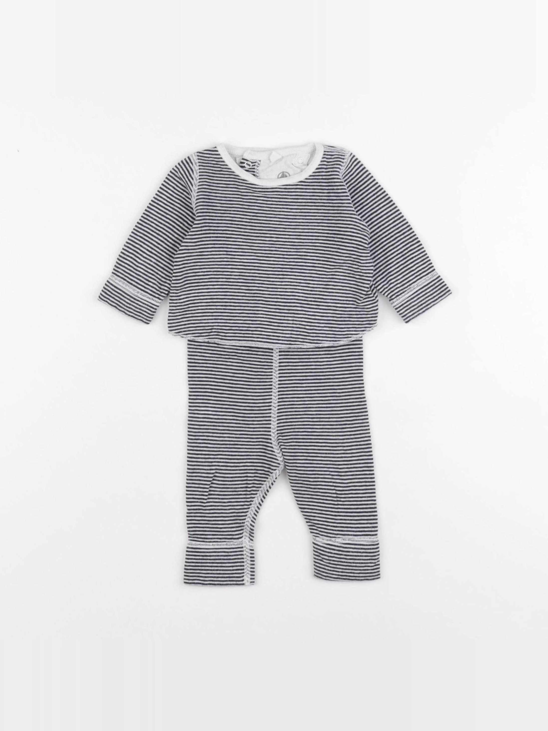 Petit Bateau - ensemble blanc, noir - 3 mois