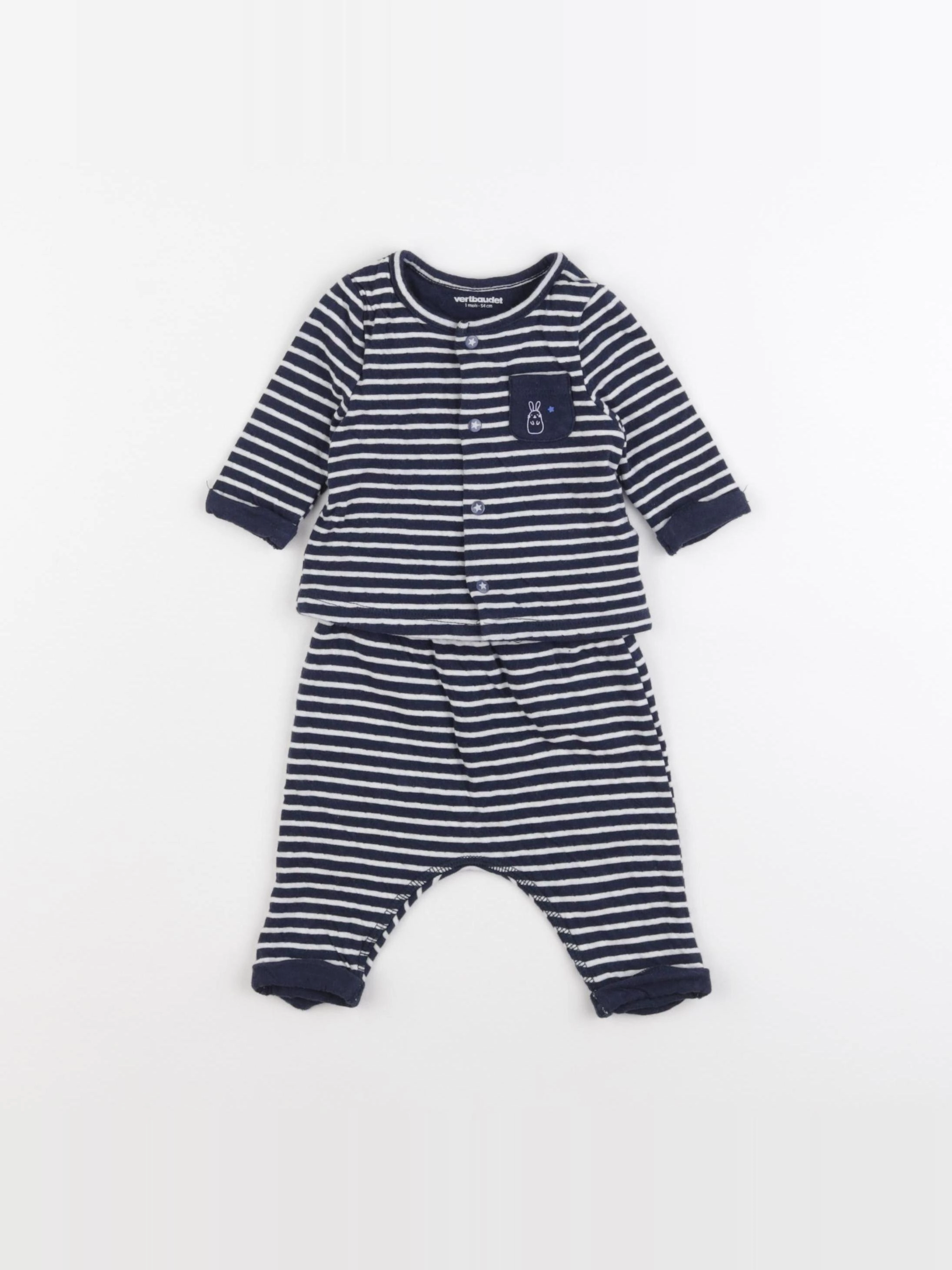 Vertbaudet - ensemble bleu - 1 mois