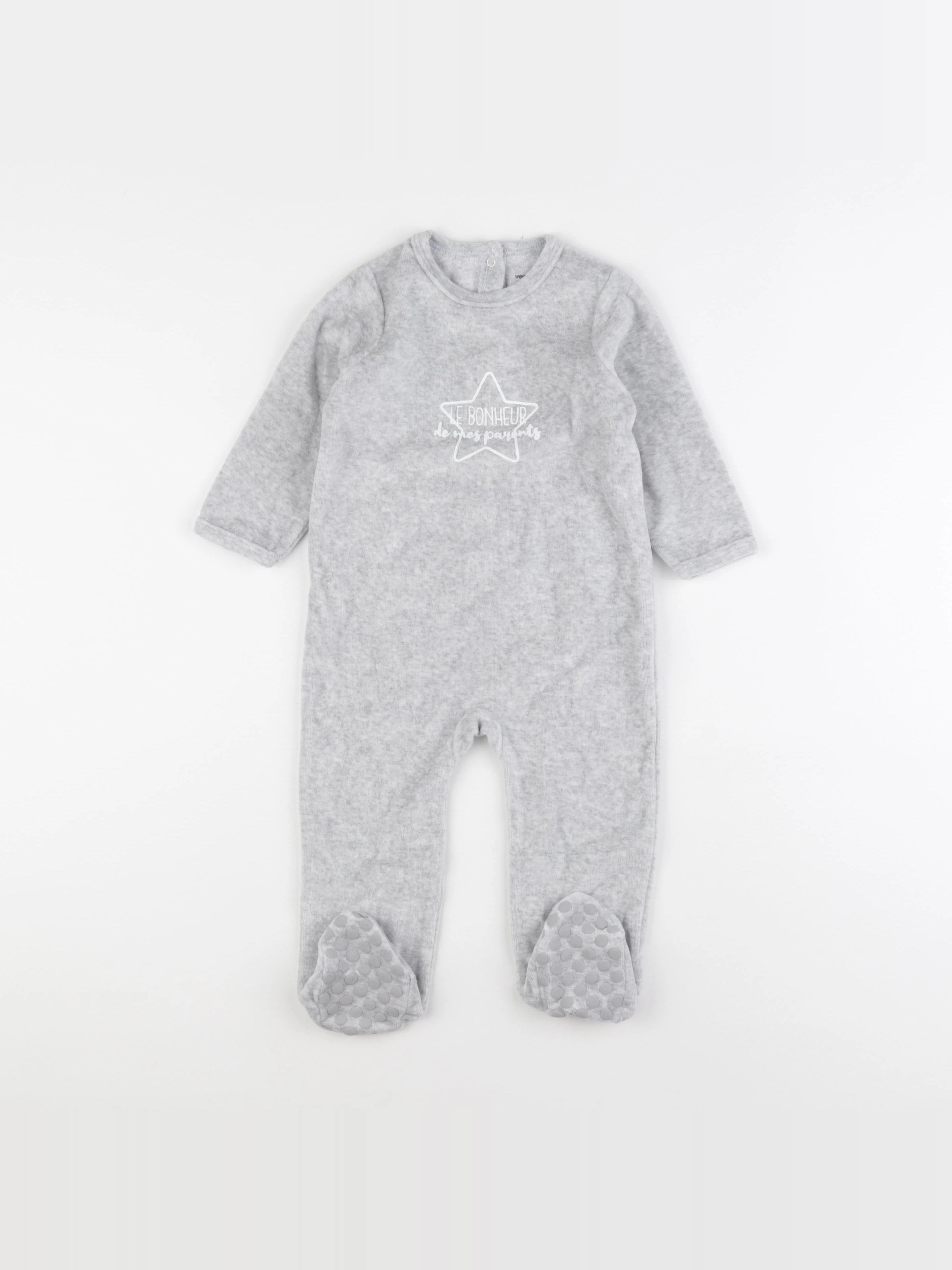 Vertbaudet - pyjama velours gris - 18 mois