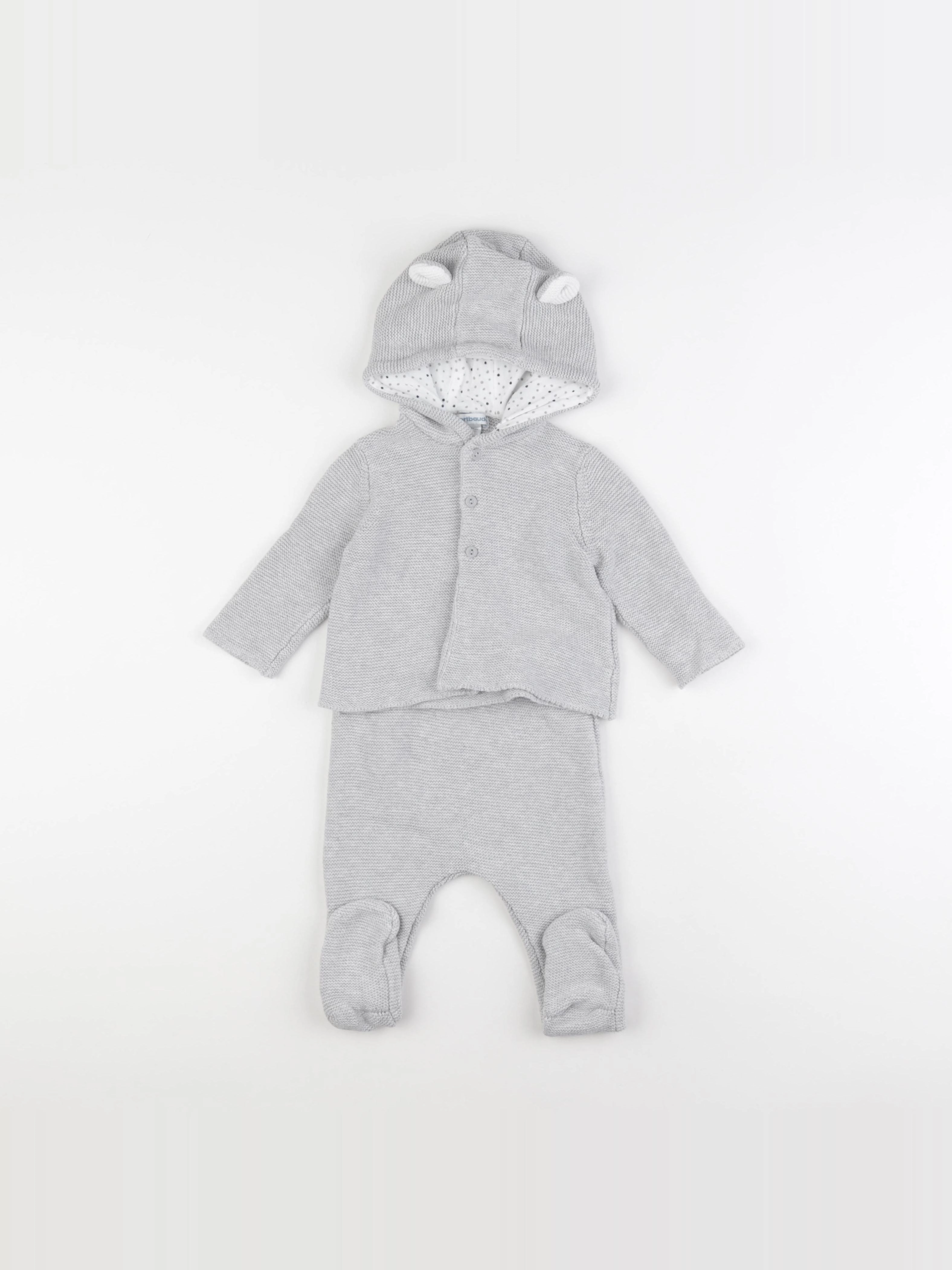 Vertbaudet - ensemble gris - 9 mois