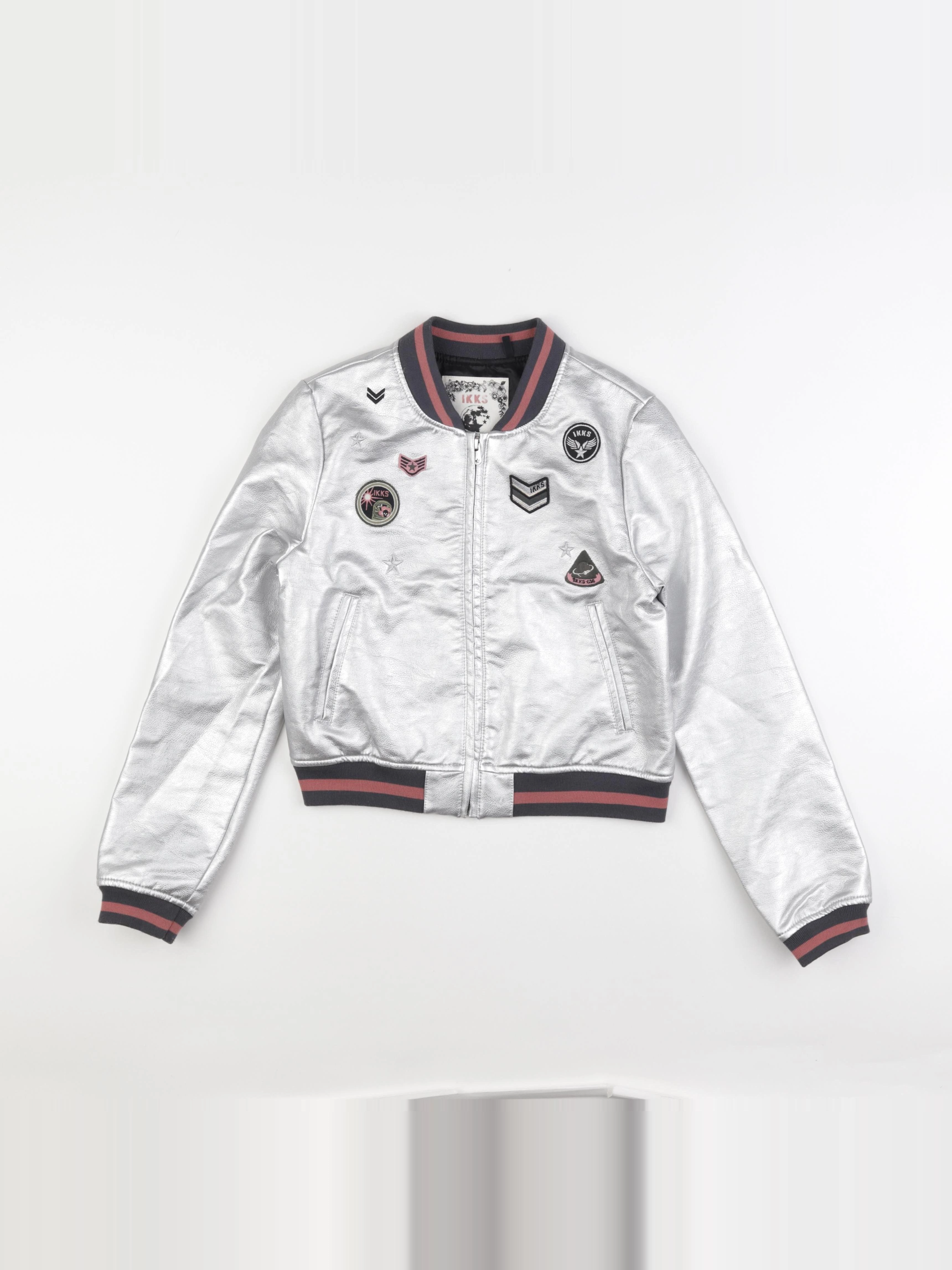 IKKS - veste simili cuir argent - 12 ans