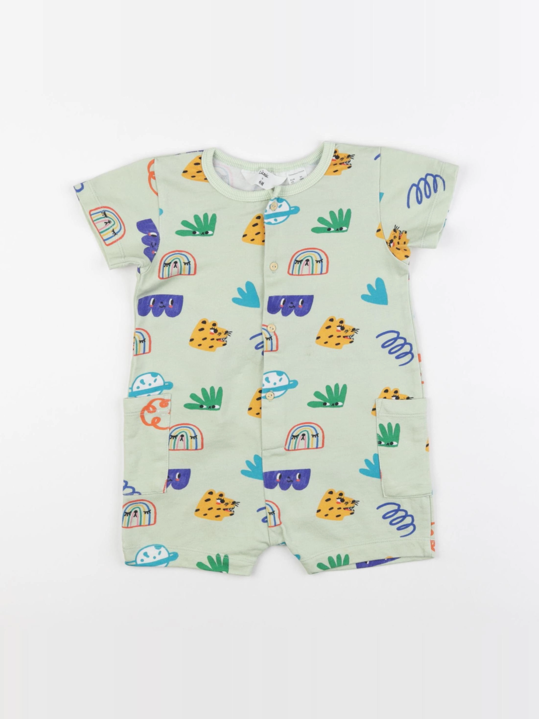 H&M - combinaison vert - 12/18 mois