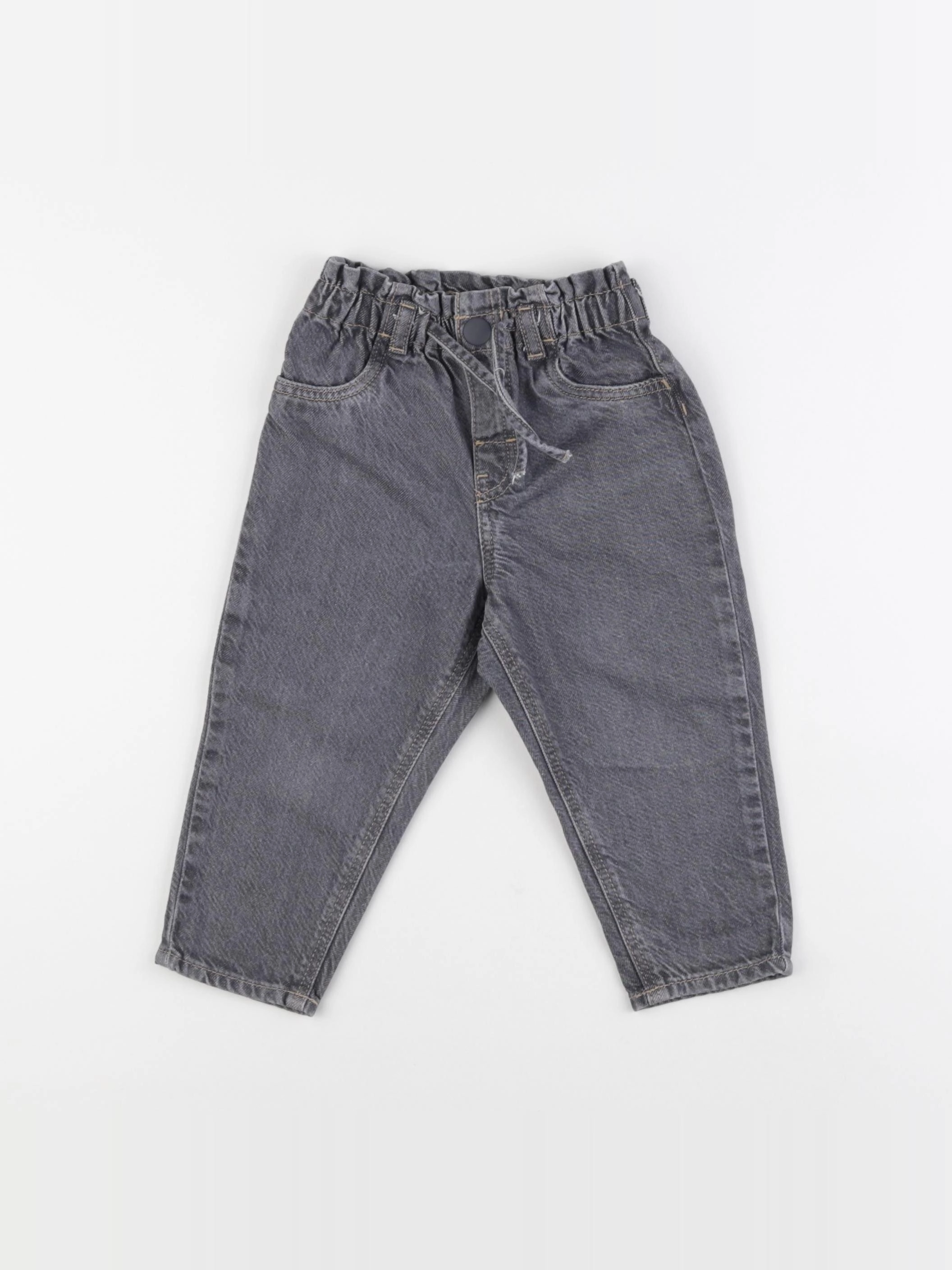 H&M - jean coton gris - 12/18 mois