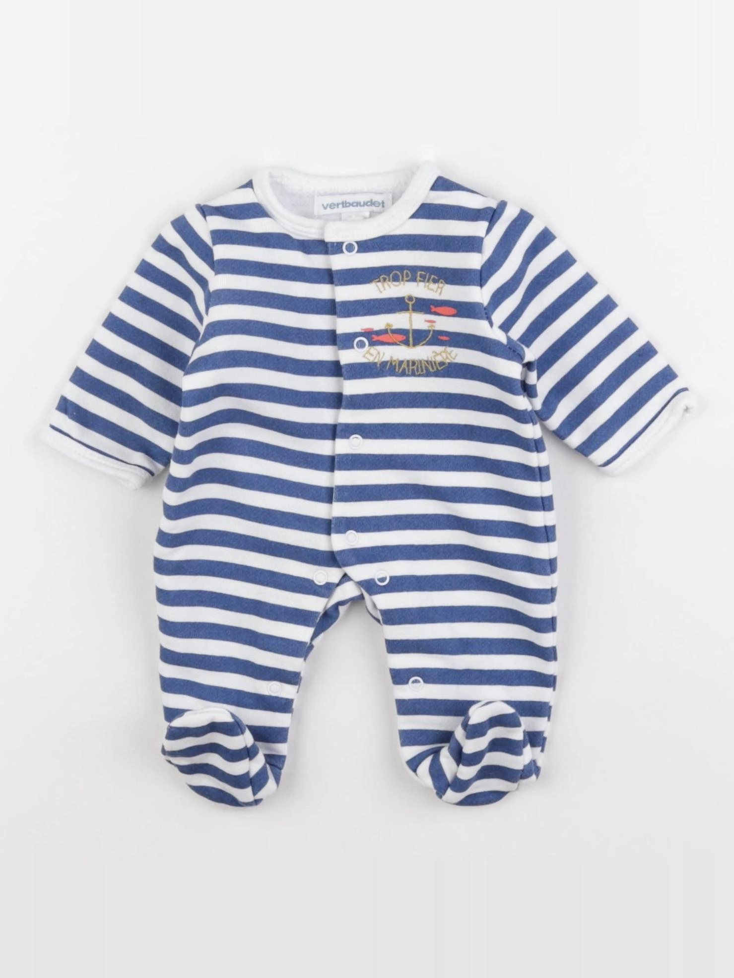 Vertbaudet - pyjama coton bleu - 0 mois