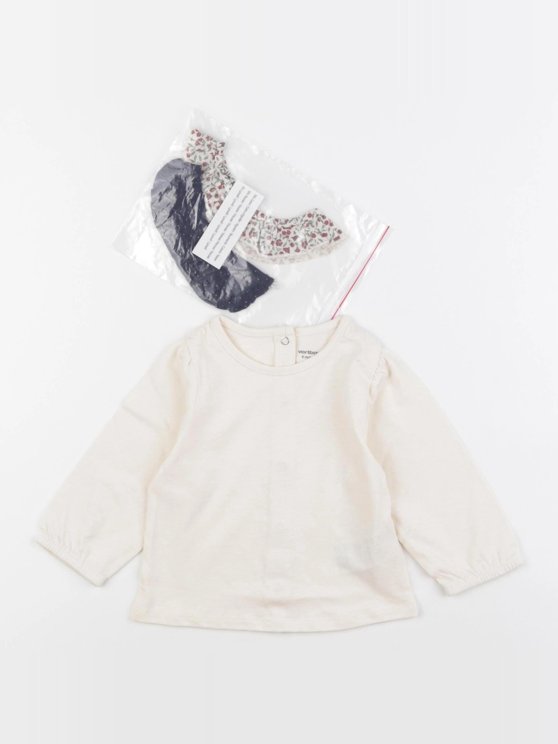 Vertbaudet - tee-shirt beige - 6 mois
