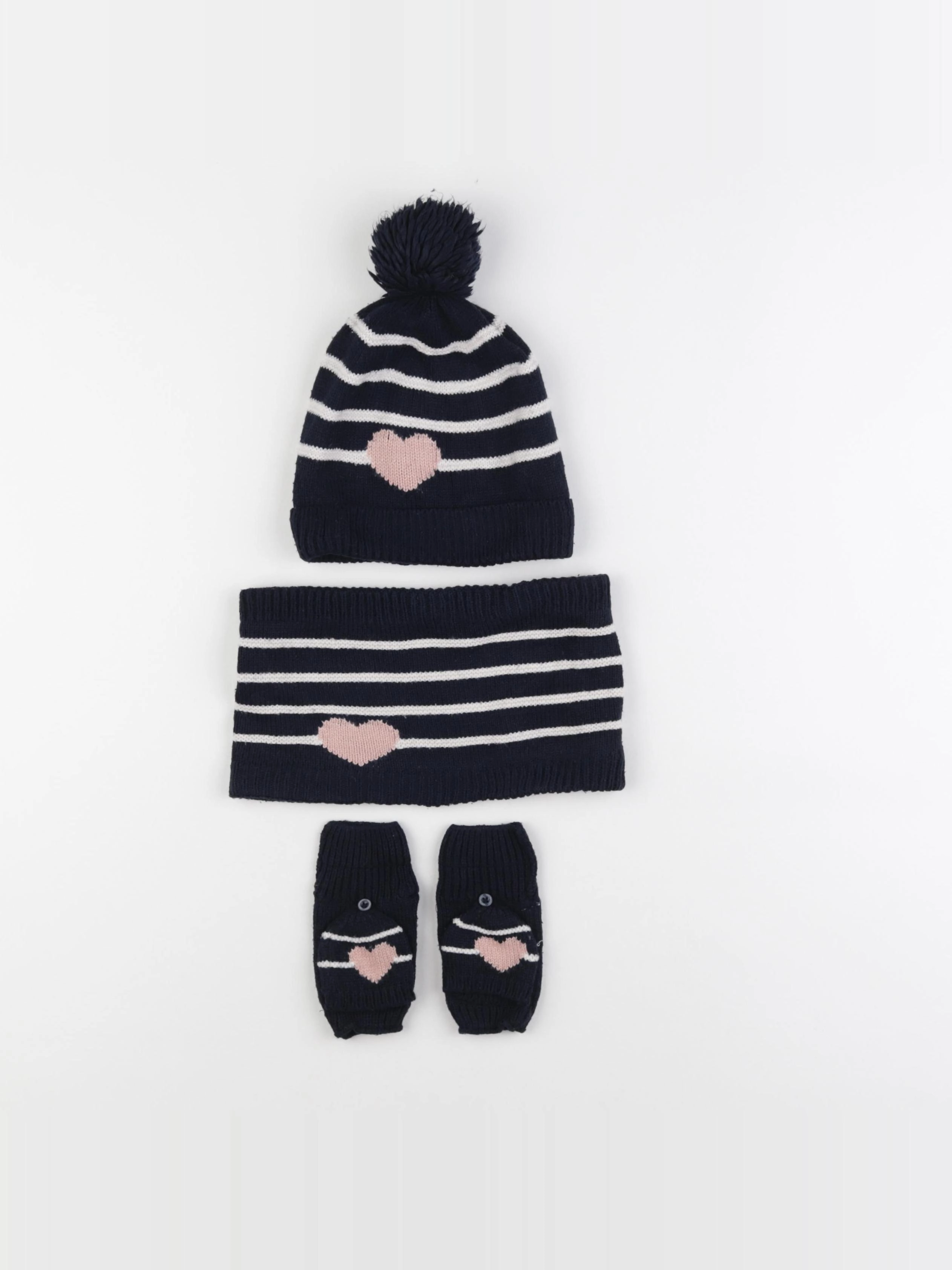 Vertbaudet - ensemble bonnet/moufles/tour de cou bleu - 4/6 ans