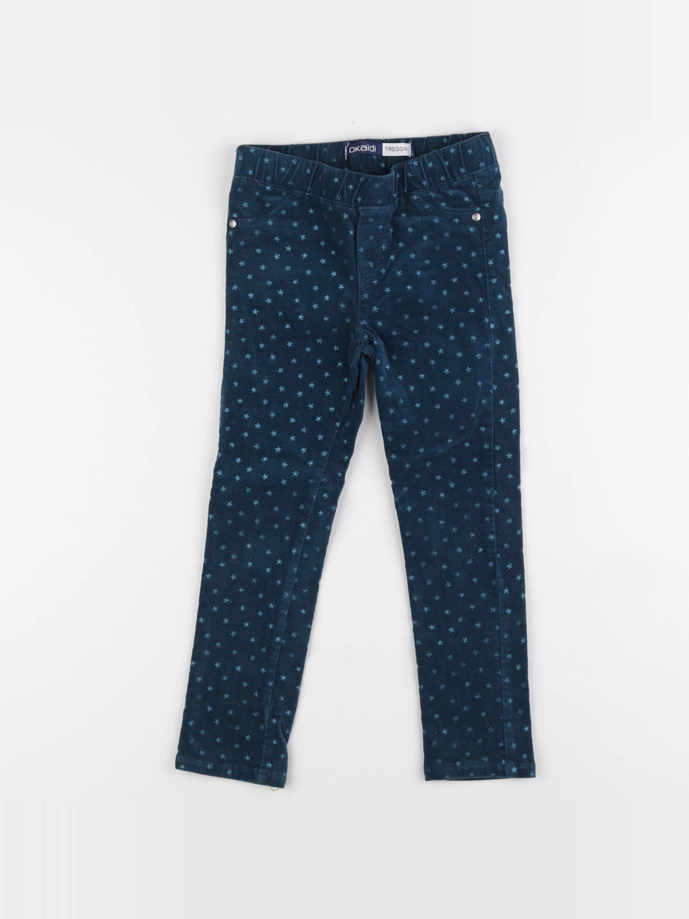 Okaidi - legging velours  bleu - 5 ans