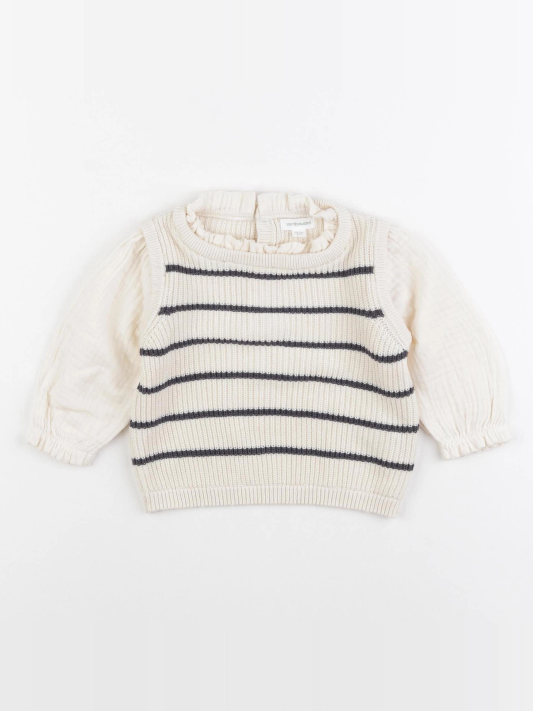 Vertbaudet - pull beige - 6 mois