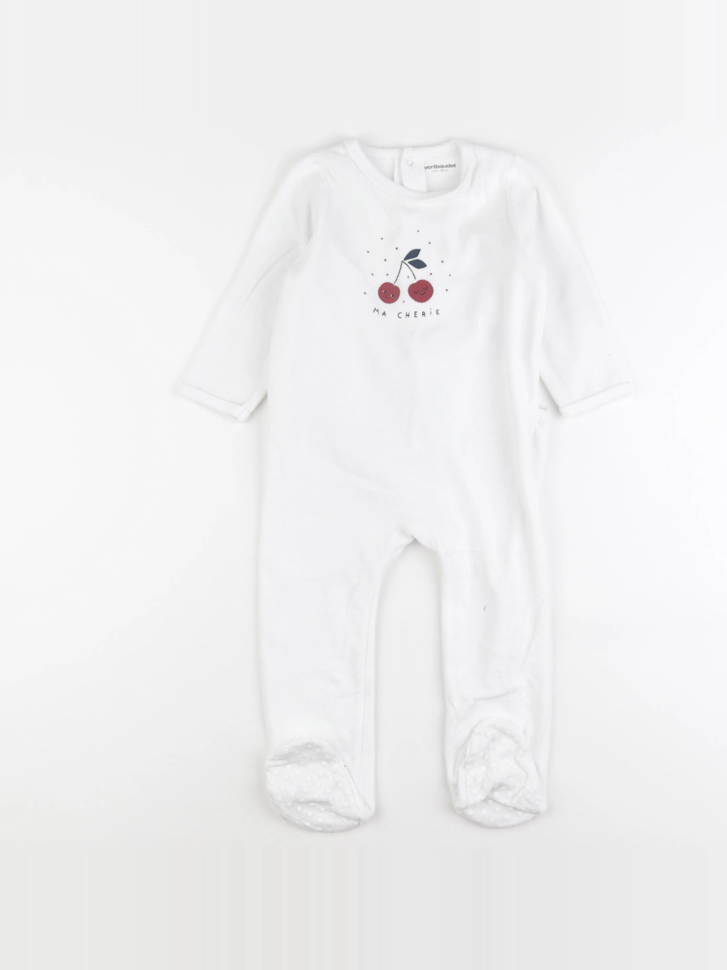 Vertbaudet - pyjama velours blanc - 2 ans