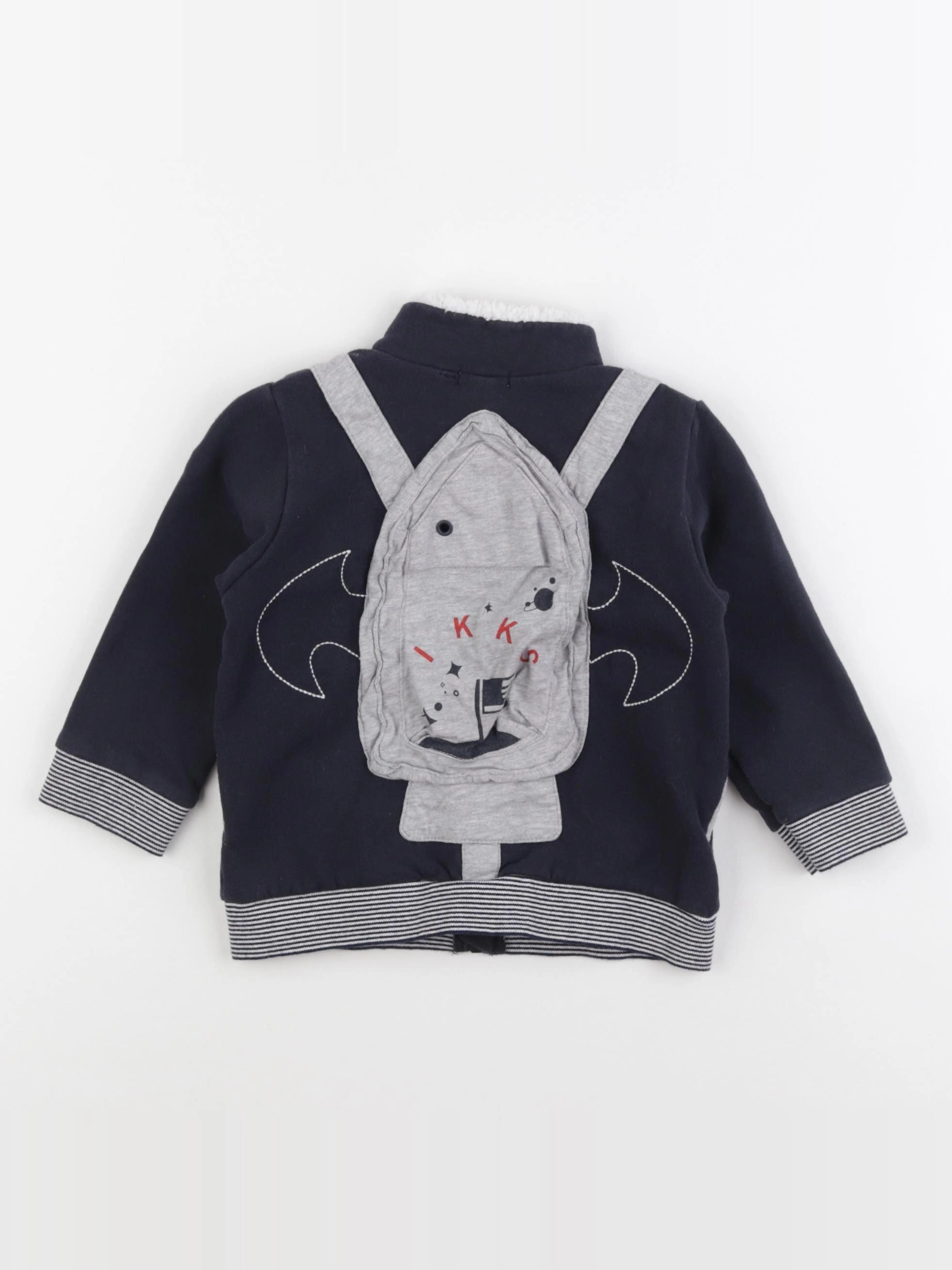 IKKS - sweat imprimé au dos bleu, gris - 18 mois