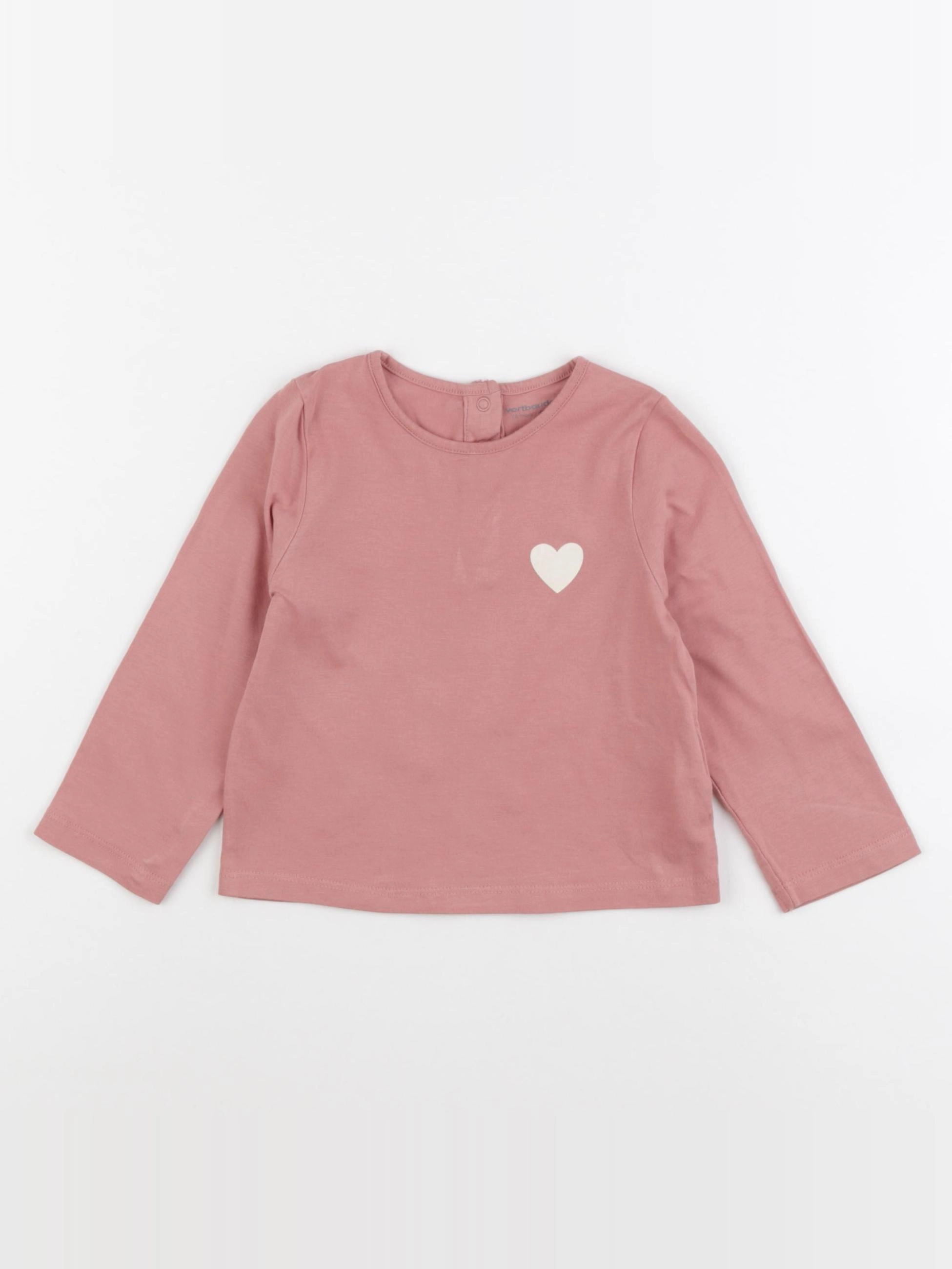 Vertbaudet - tee-shirt coton rose - 18 mois