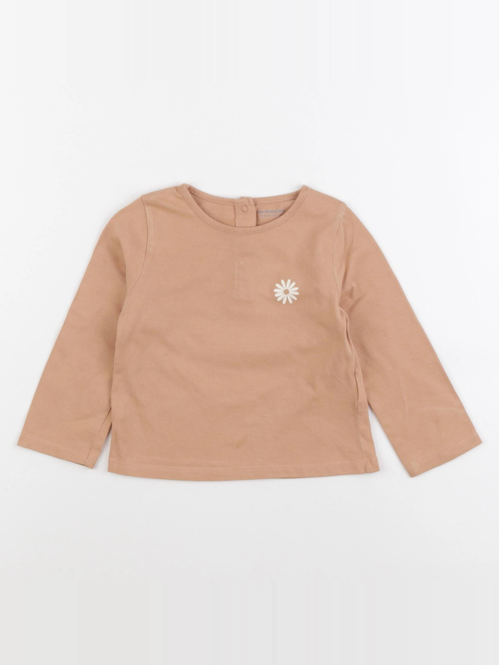 Vertbaudet - tee-shirt coton beige - 18 mois
