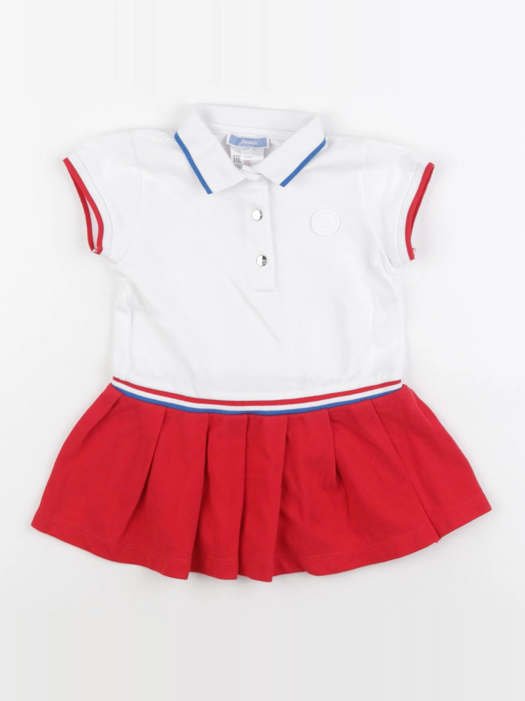Jacadi - robe blanc, rouge - 24 mois