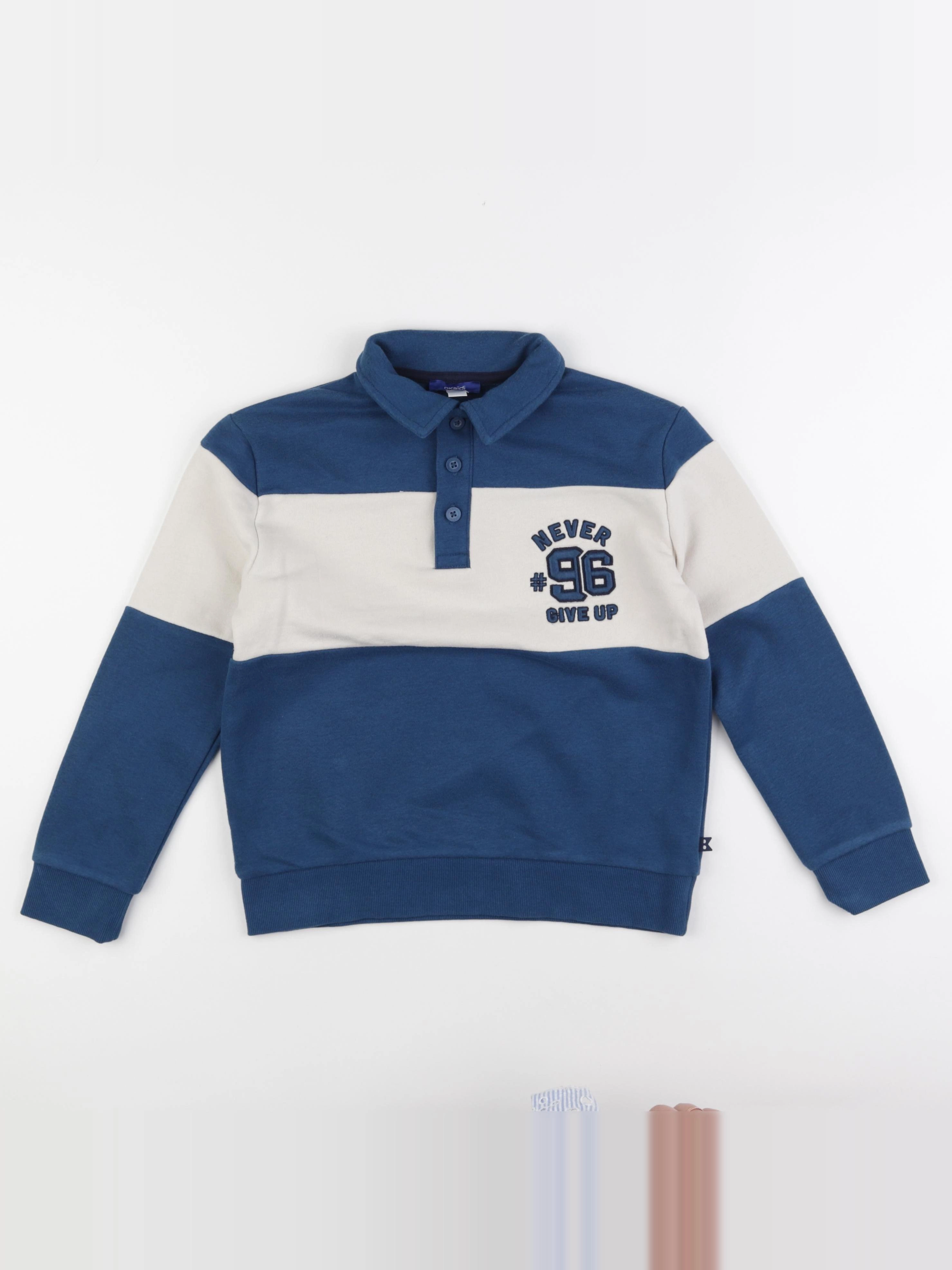 Okaidi - sweat blanc, bleu - 10 ans