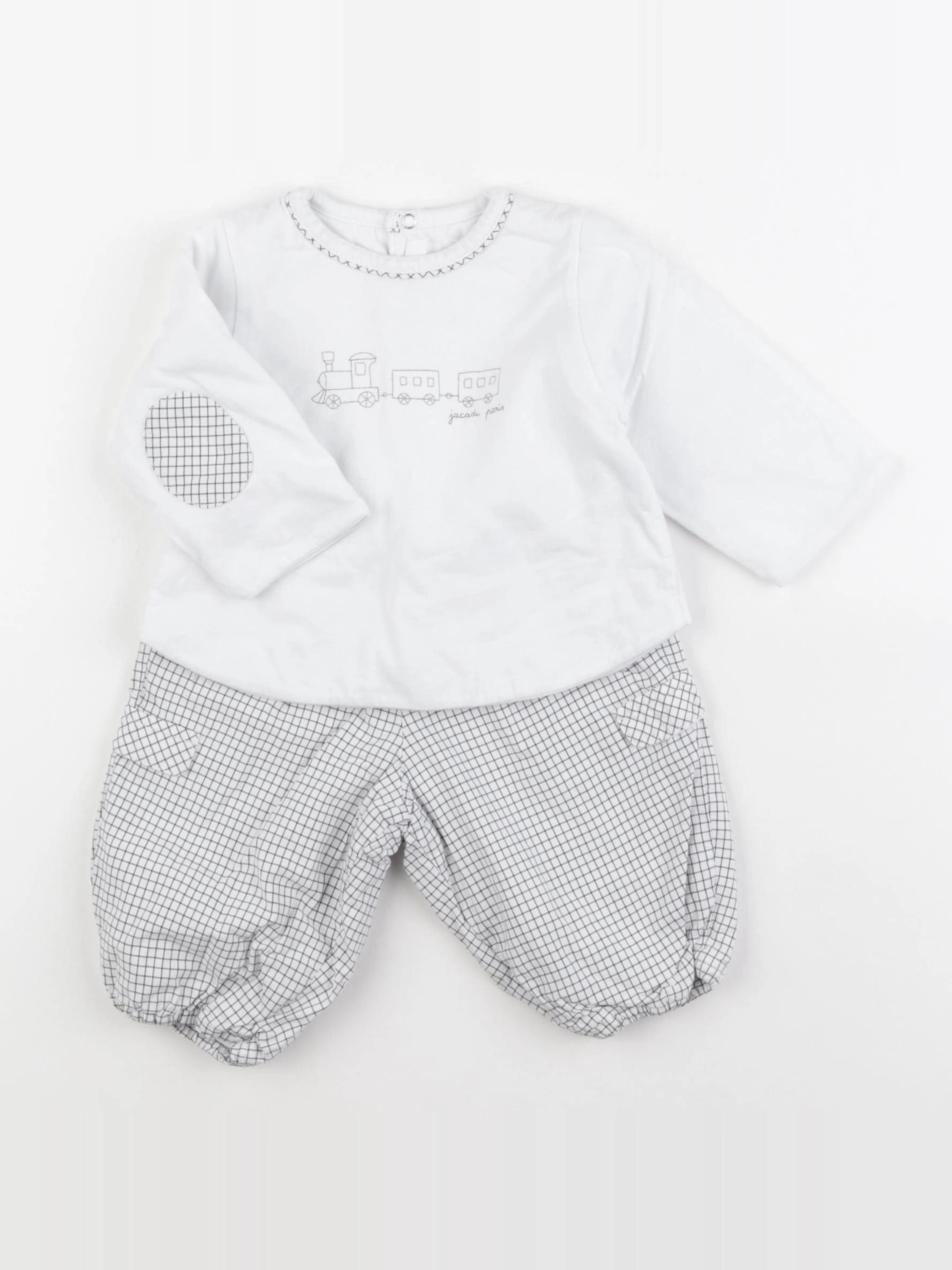 Jacadi - ensemble blanc, gris - 6 mois