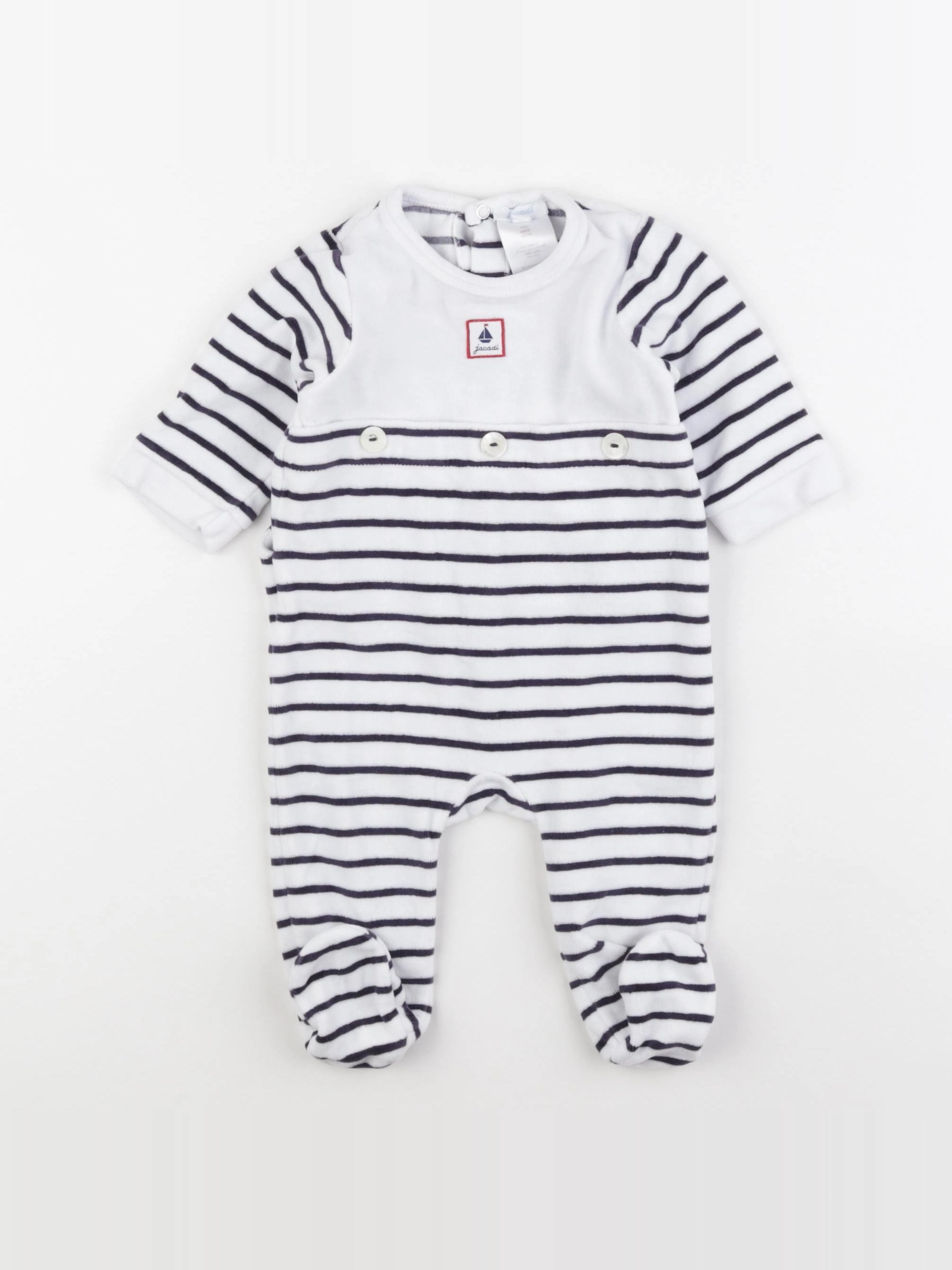 Jacadi - pyjama coton blanc, bleu - 6 mois