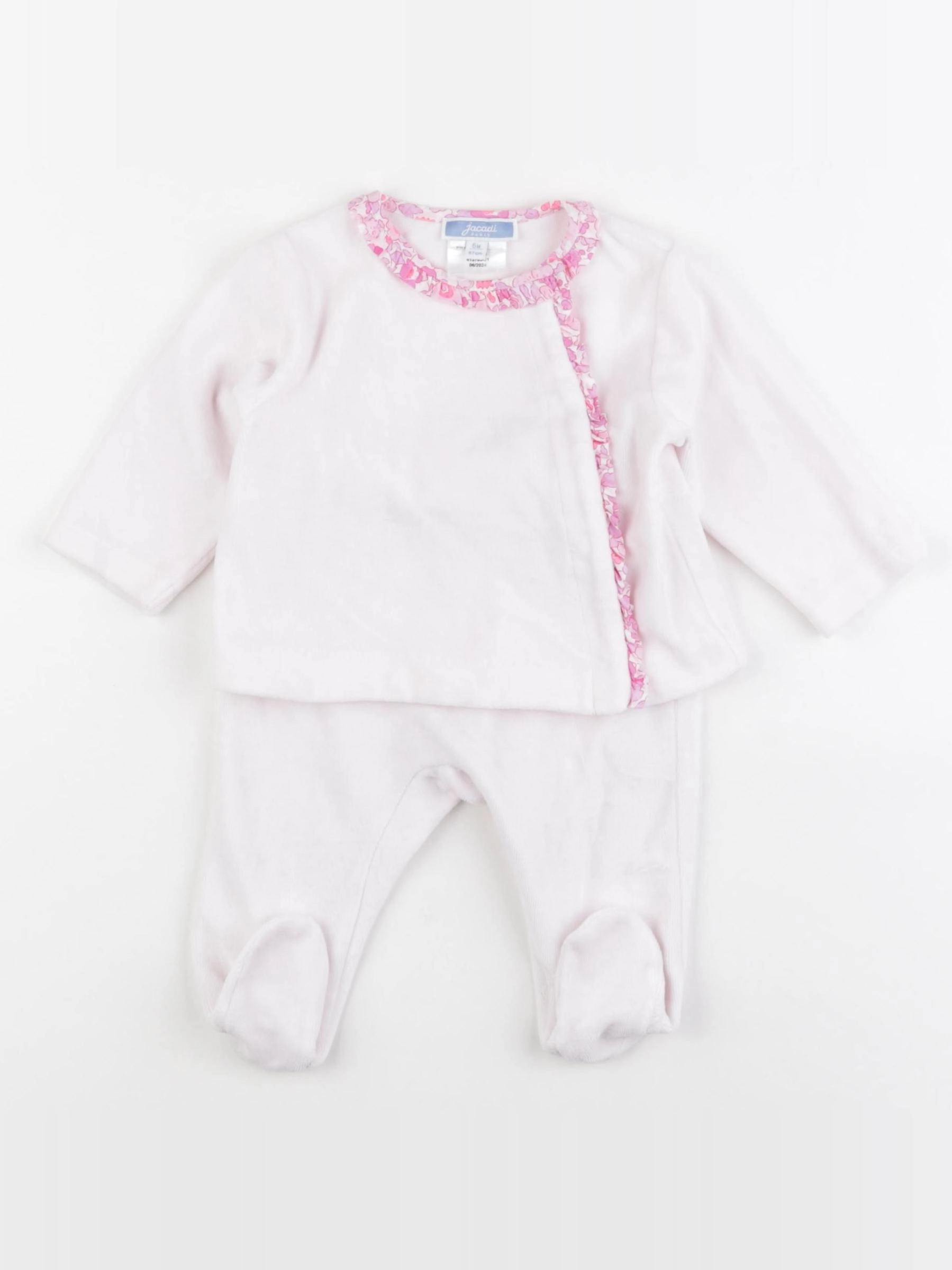 Jacadi - pyjama velours rose - 6 mois