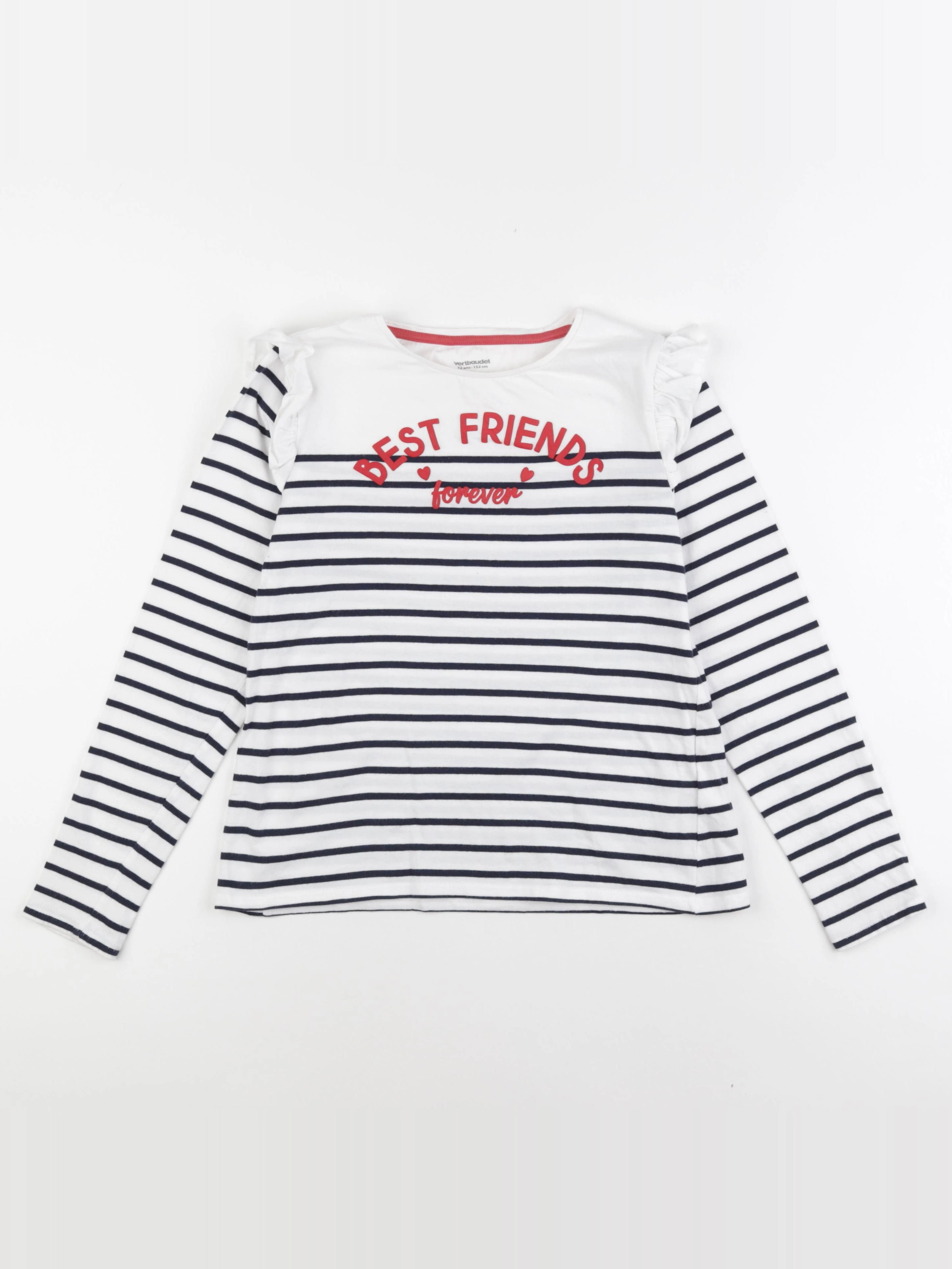 Vertbaudet - tee-shirt blanc, bleu - 12 ans