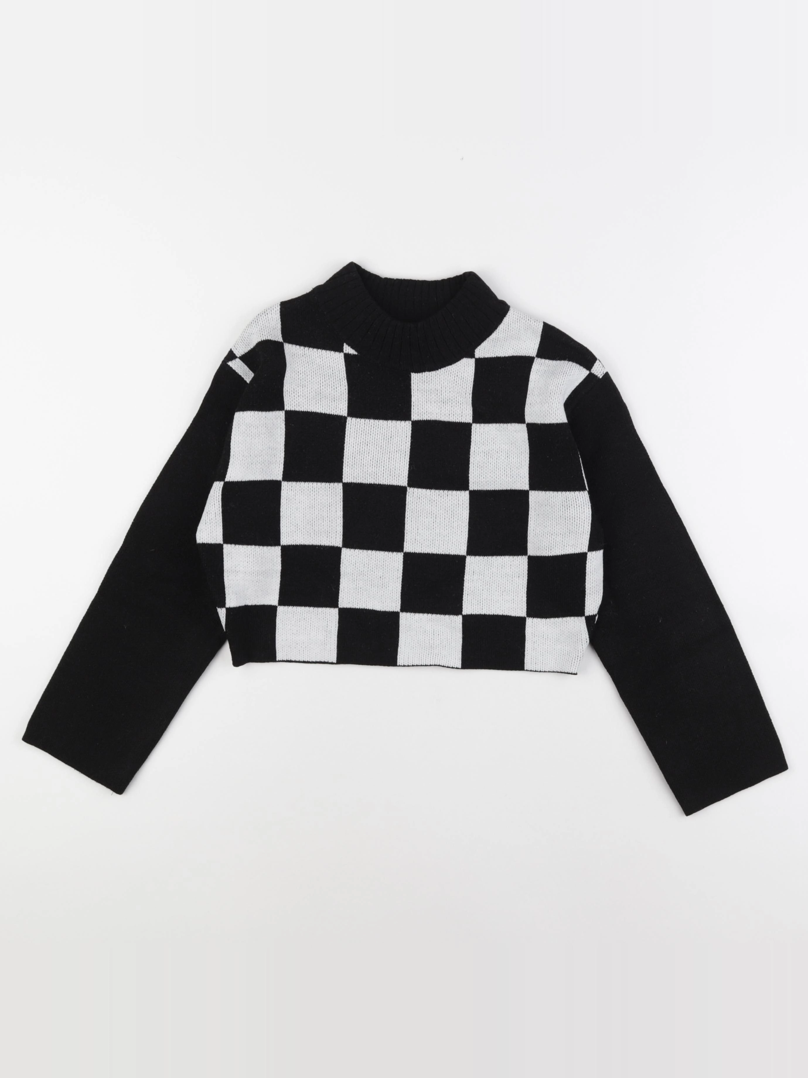 H&M - pull noir, blanc - 8/10 ans