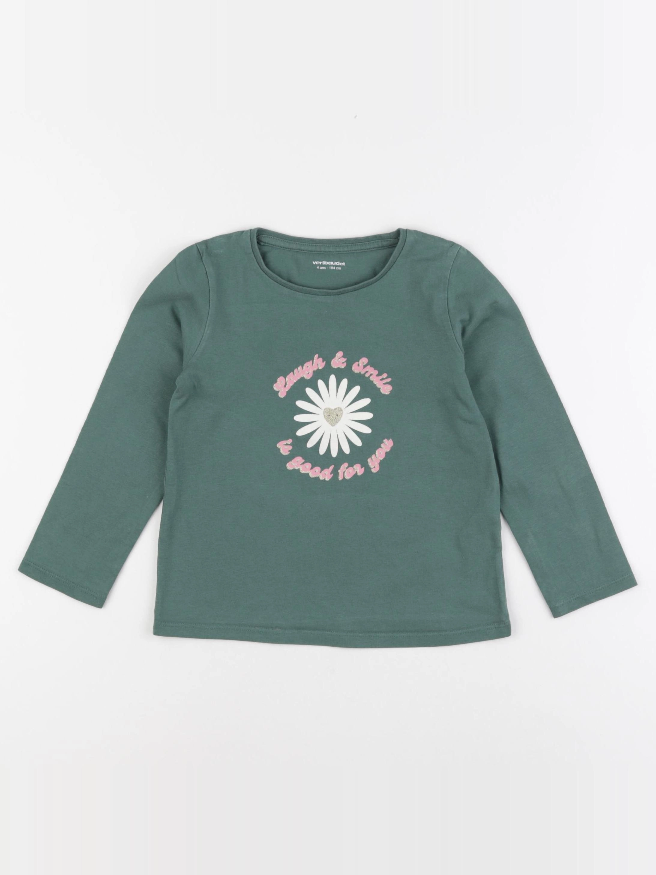Vertbaudet - tee-shirt vert - 4 ans