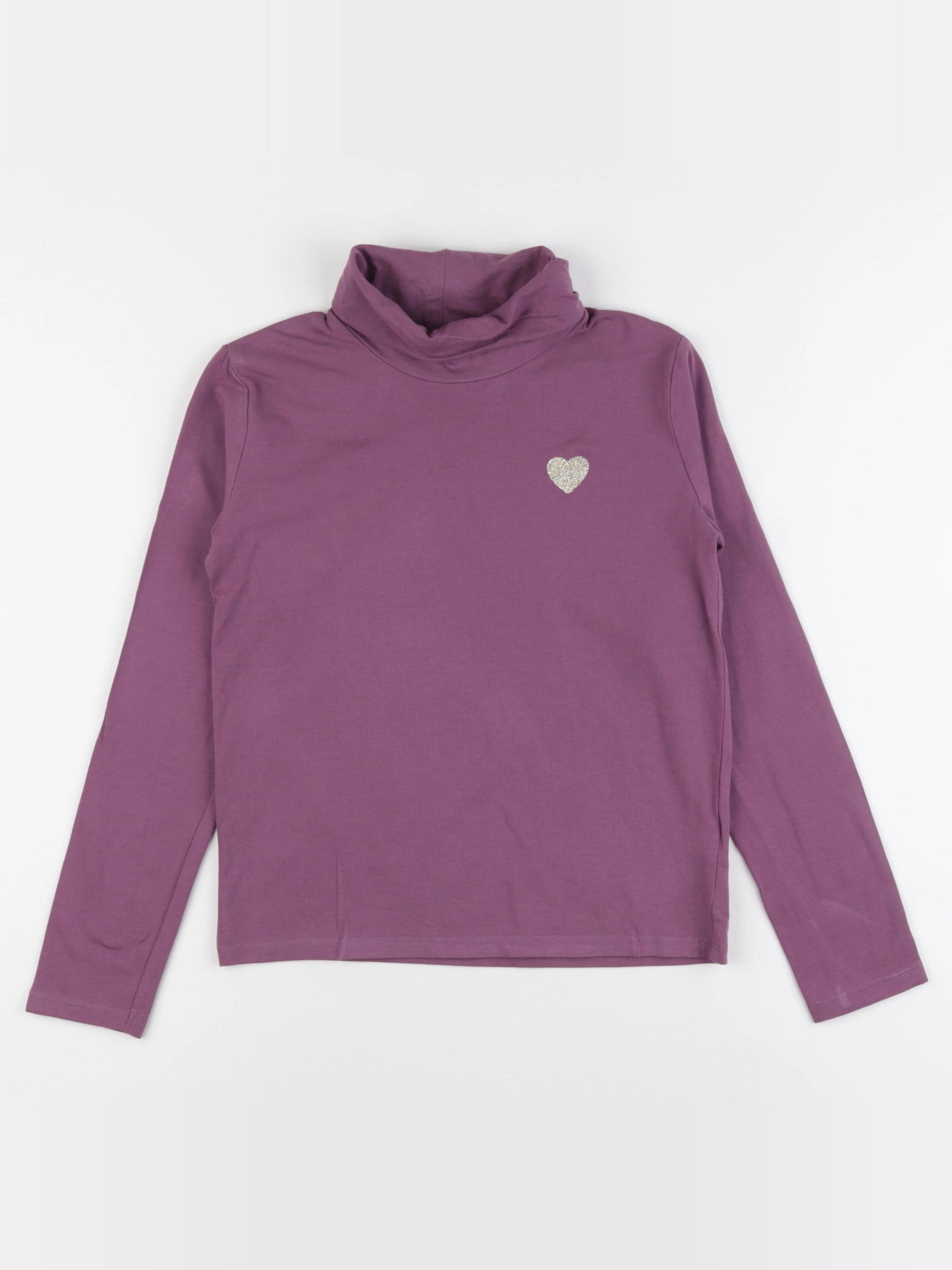 Vertbaudet - sous-pull violet, or - 10 ans