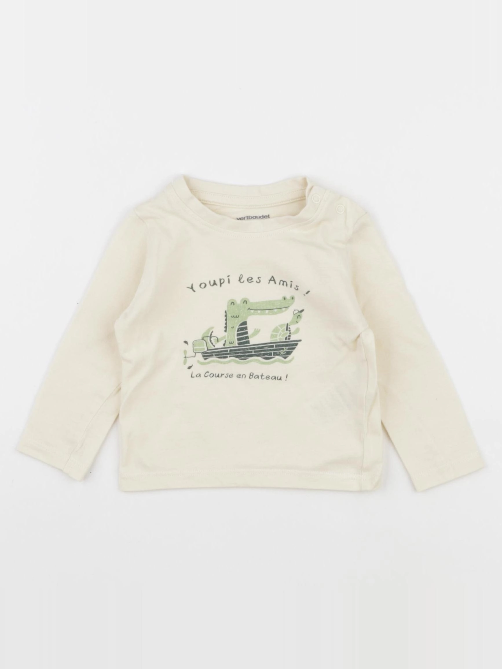 Vertbaudet - tee-shirt beige - 6 mois