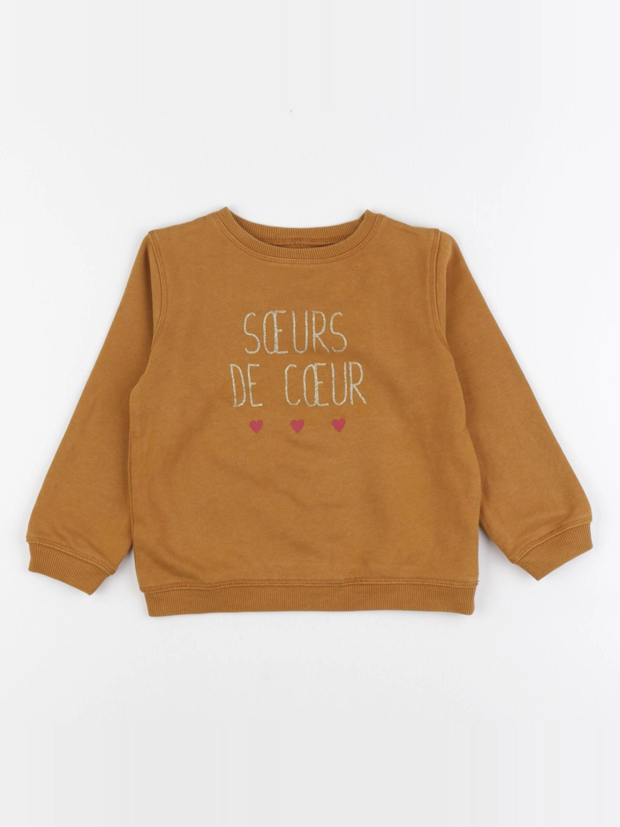 Vertbaudet - sweat marron, or - 3 ans