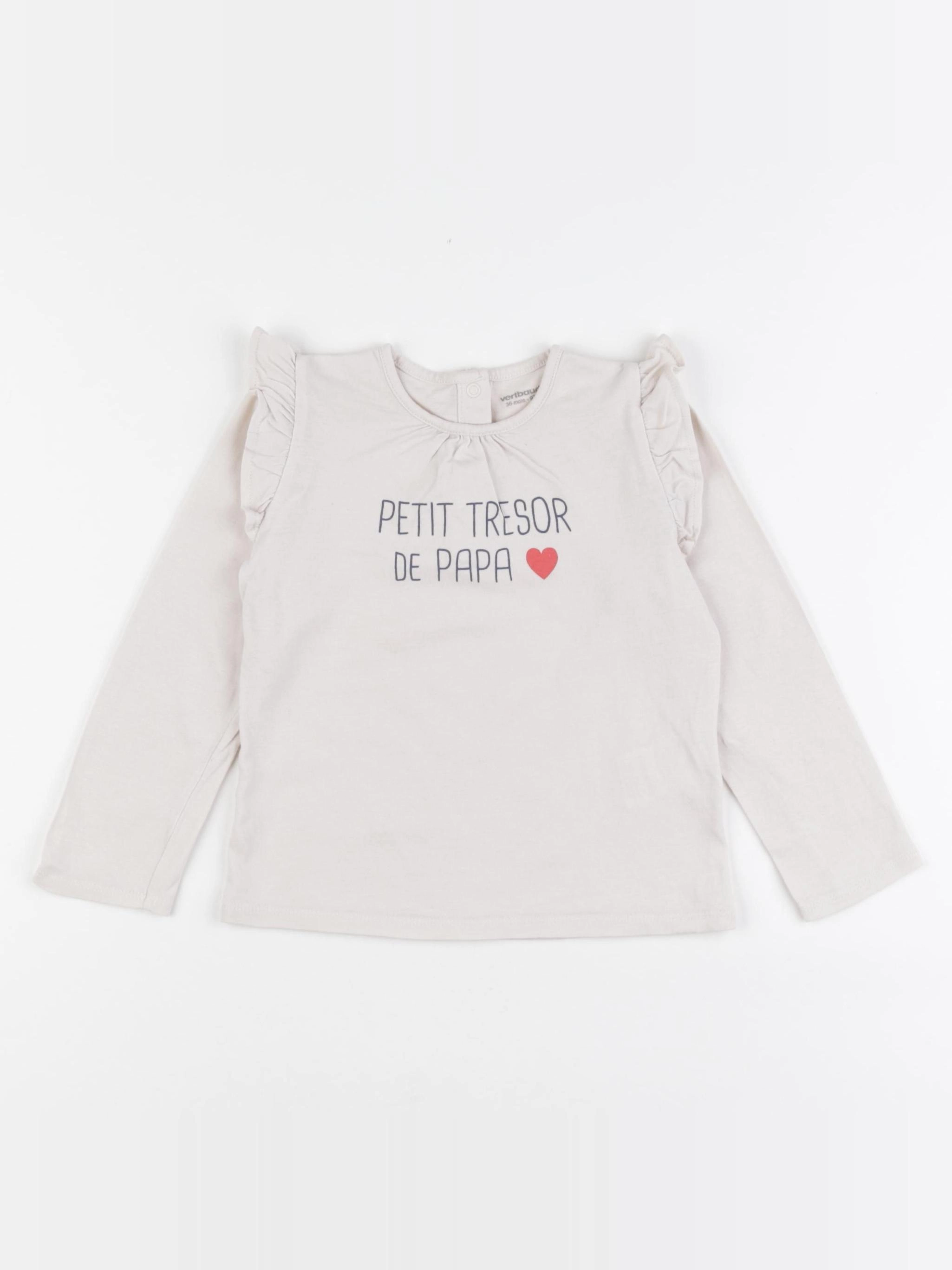 Vertbaudet - tee-shirt beige - 36 mois