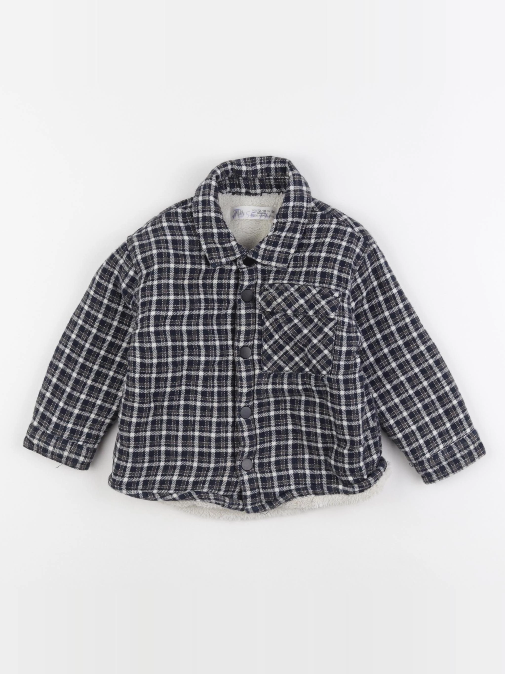 Zara - veste doublé bleu - 12/18 mois