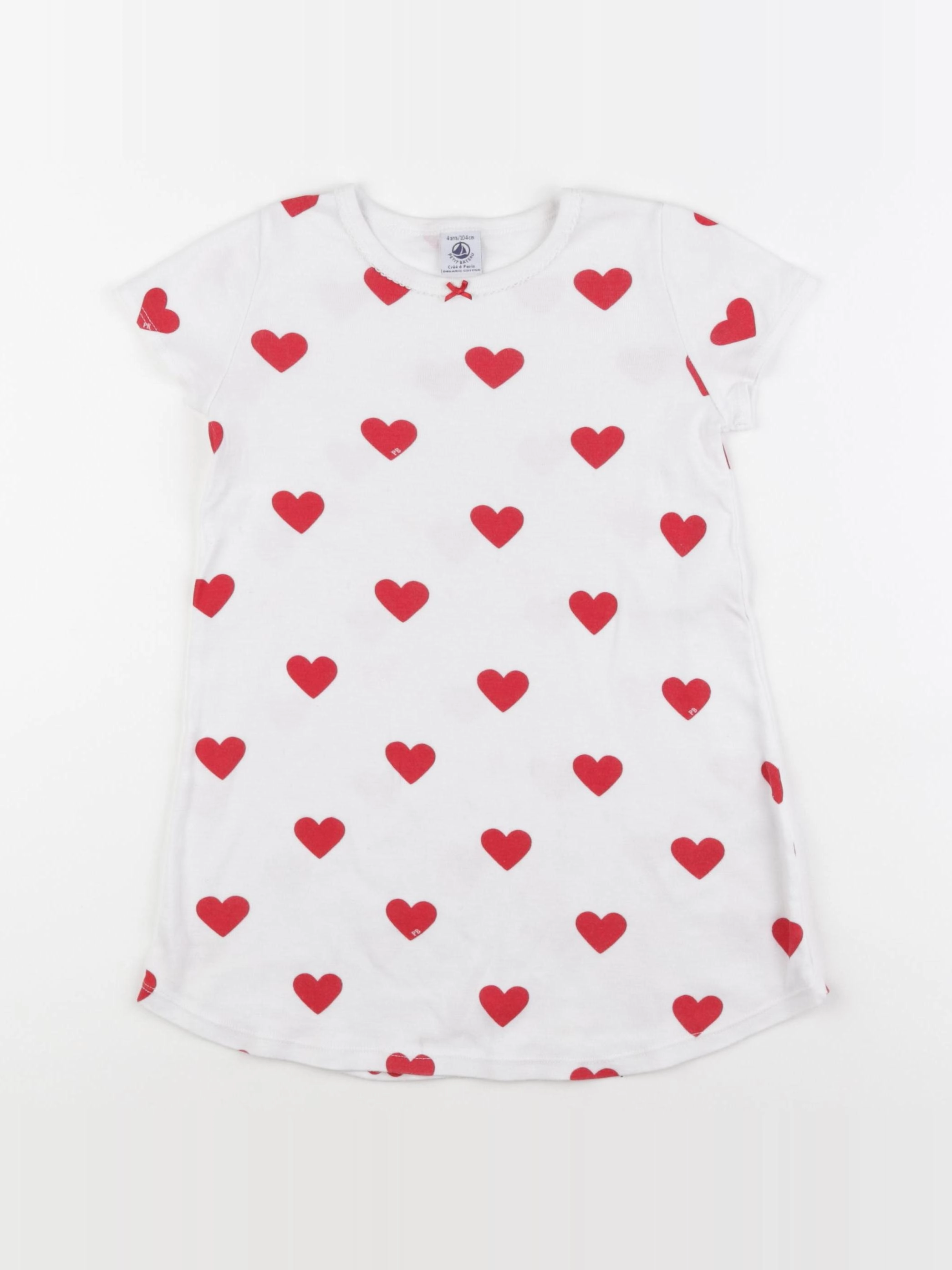 Petit Bateau - chemise de nuit coton rouge - 4 ans