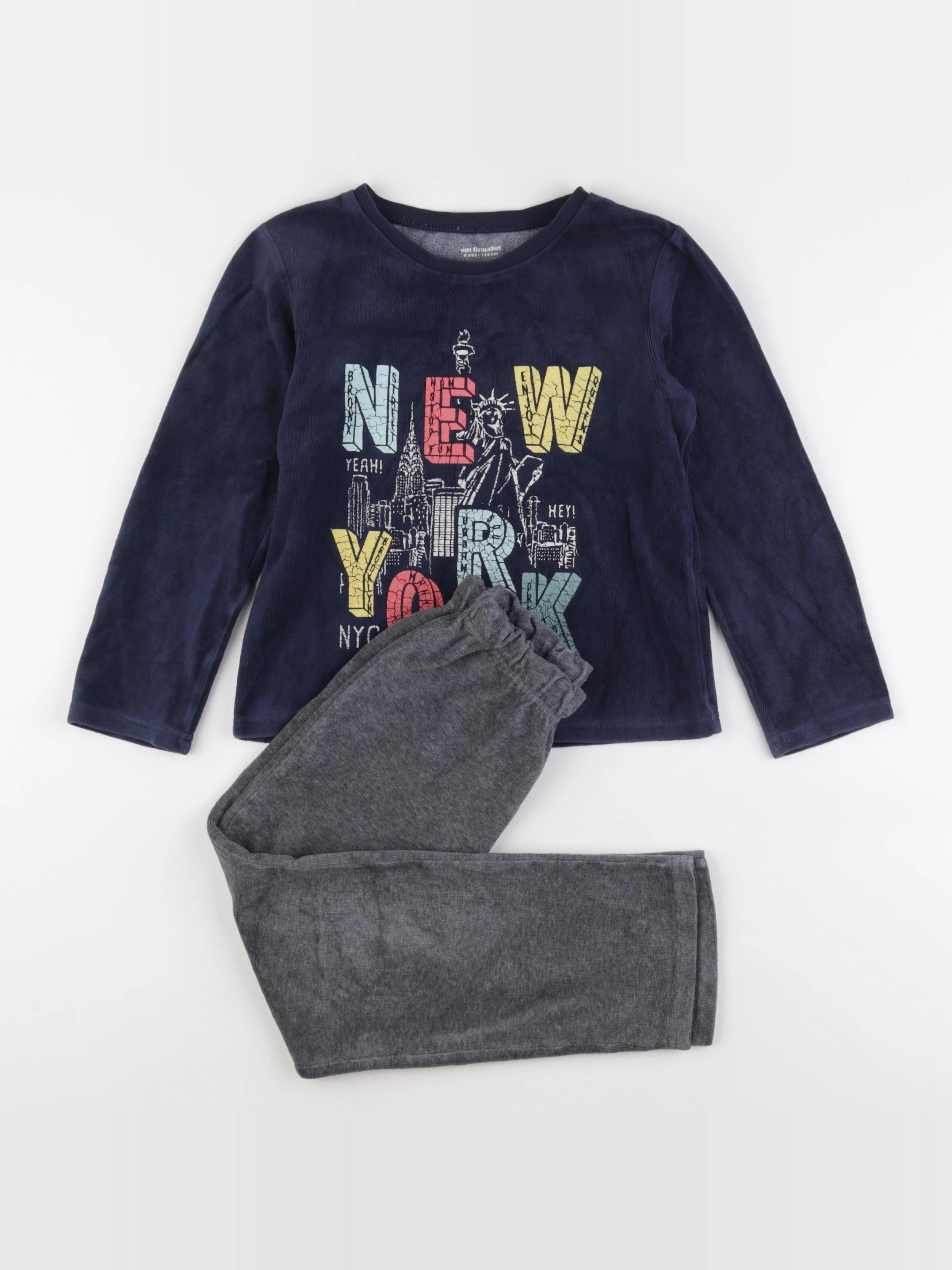 Vertbaudet - pyjama velours multicolore - 6 ans