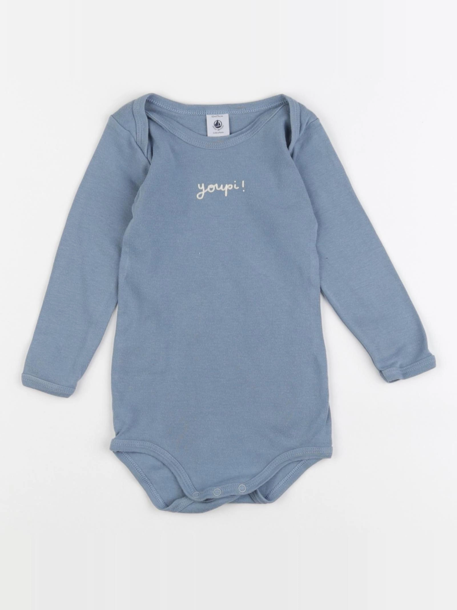 Petit Bateau - body bleu - 12 mois