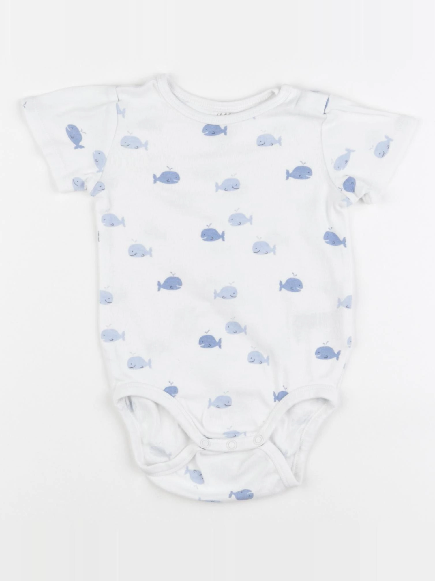 H&M - body blanc, bleu - 9/12 mois