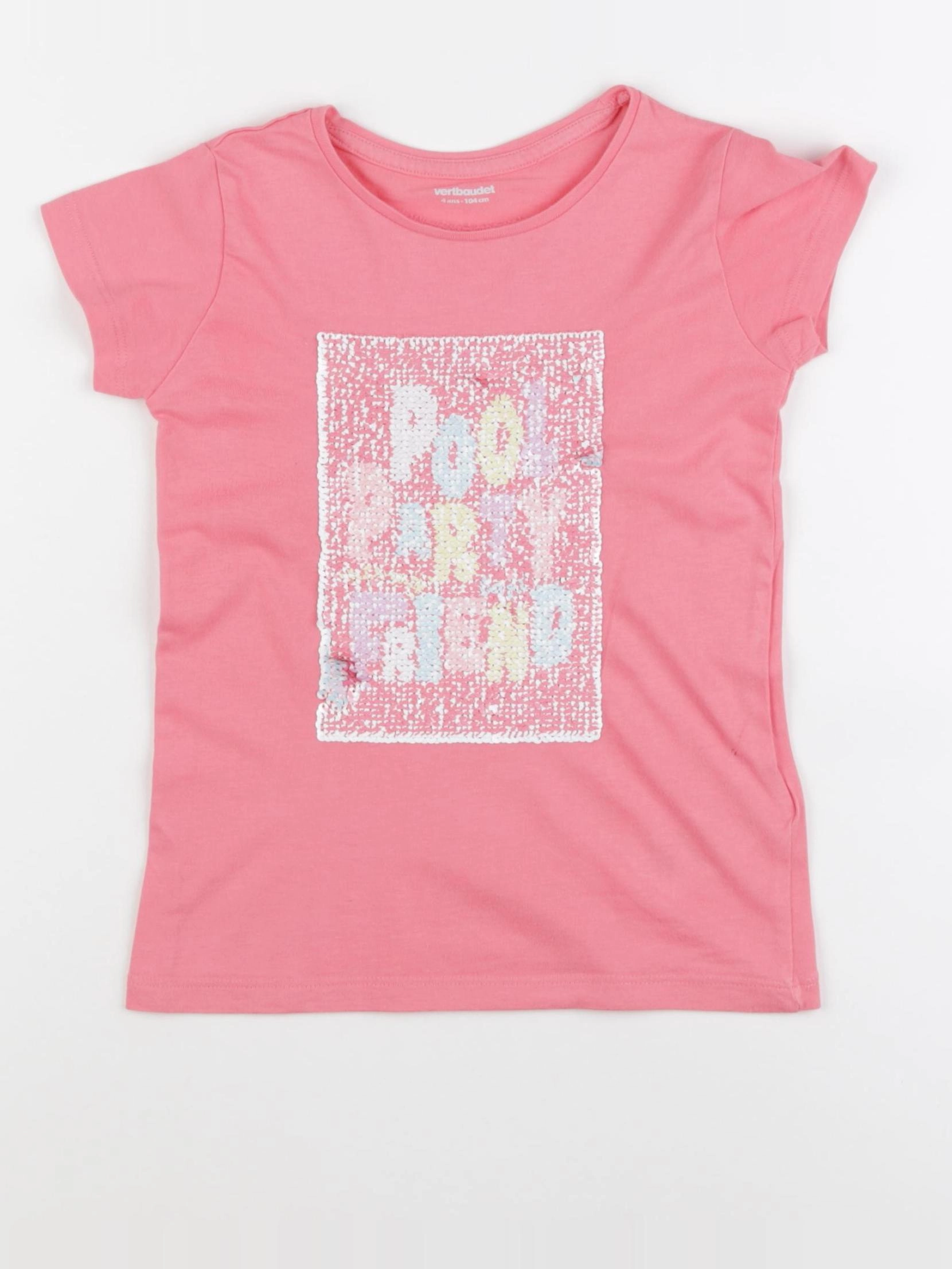 Vertbaudet - tee-shirt rose - 4 ans