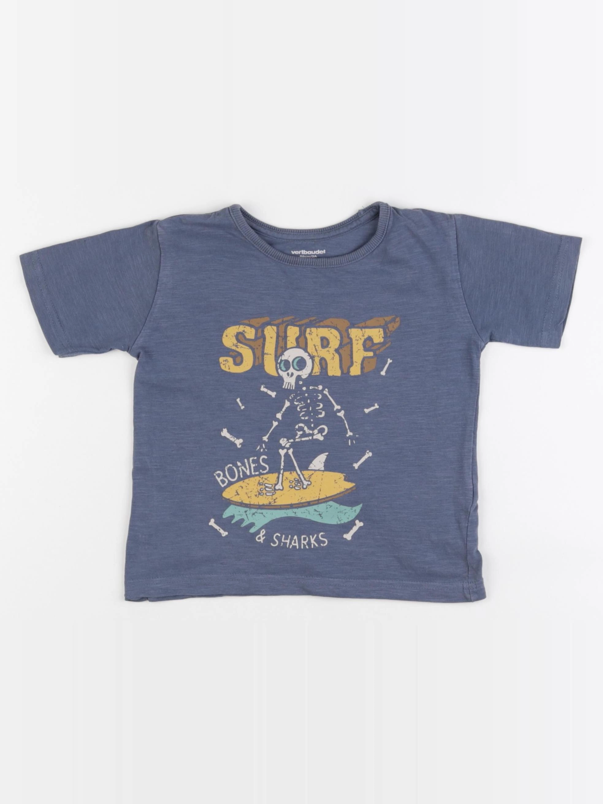 Vertbaudet - tee-shirt bleu - 2 ans
