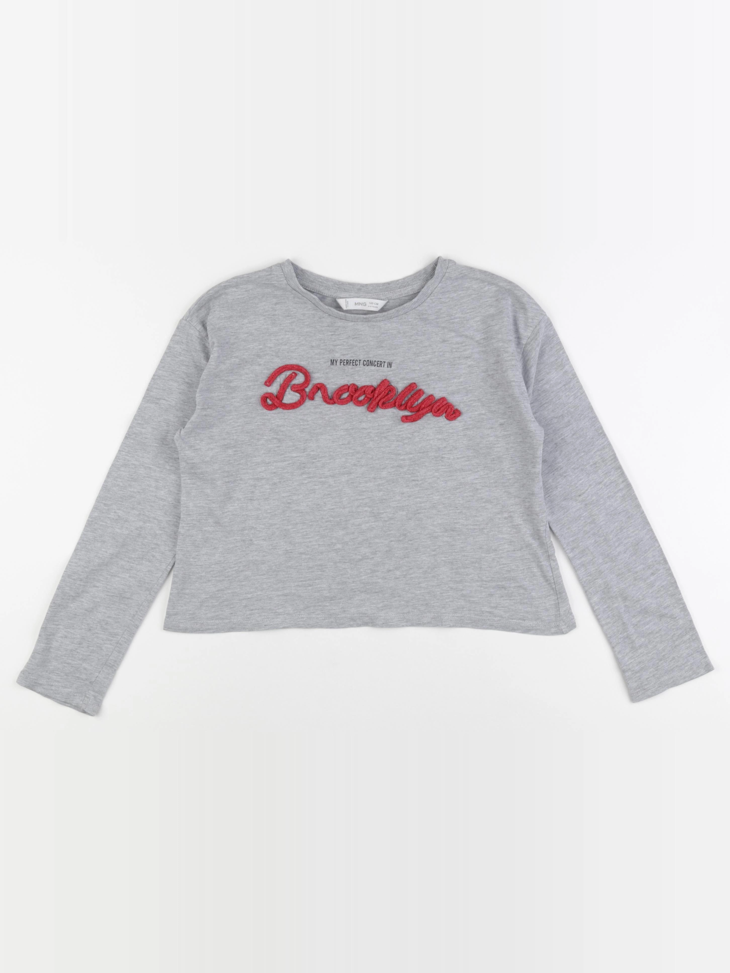 Mango - tee-shirt gris - 9/10 ans