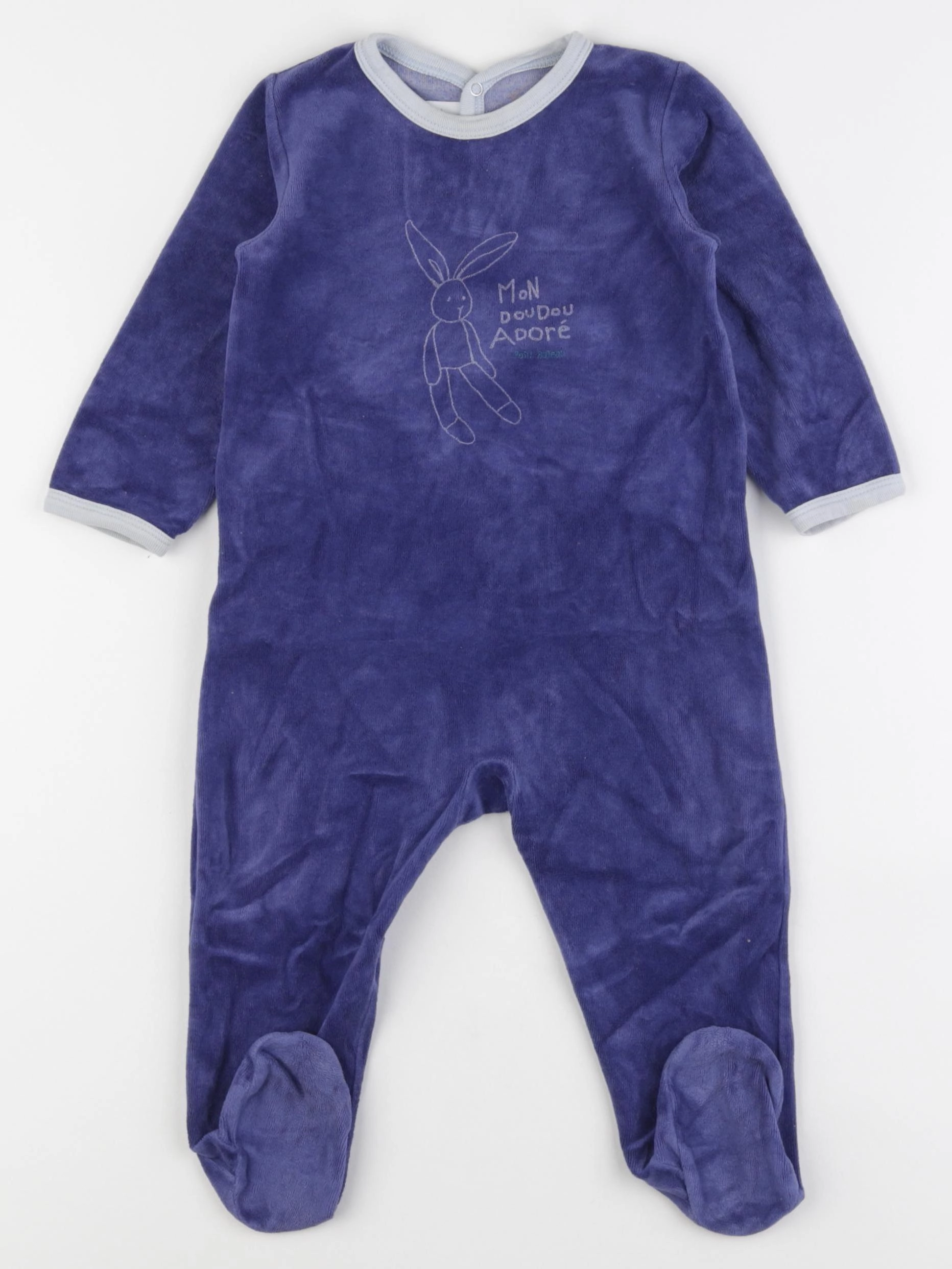 Petit Bateau - pyjama velours bleu - 18 mois