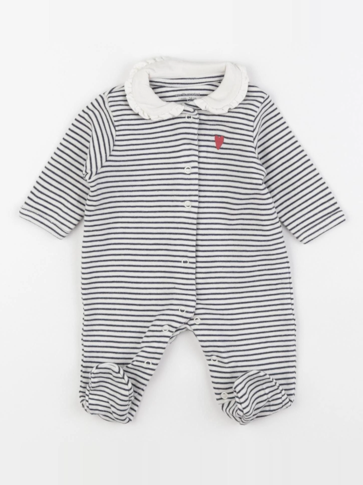Vertbaudet - pyjama coton blanc, bleu - 1 mois