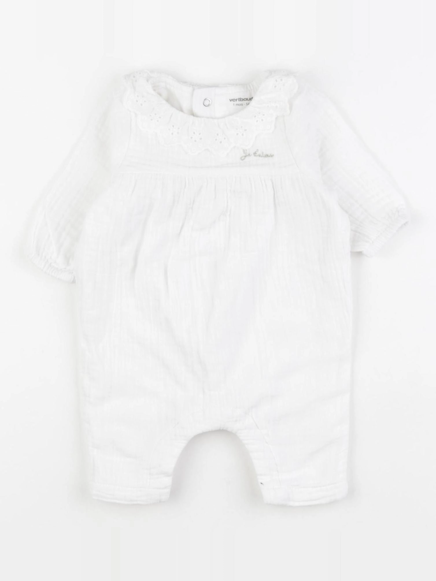 Vertbaudet - combinaison doublé blanc - 1 mois