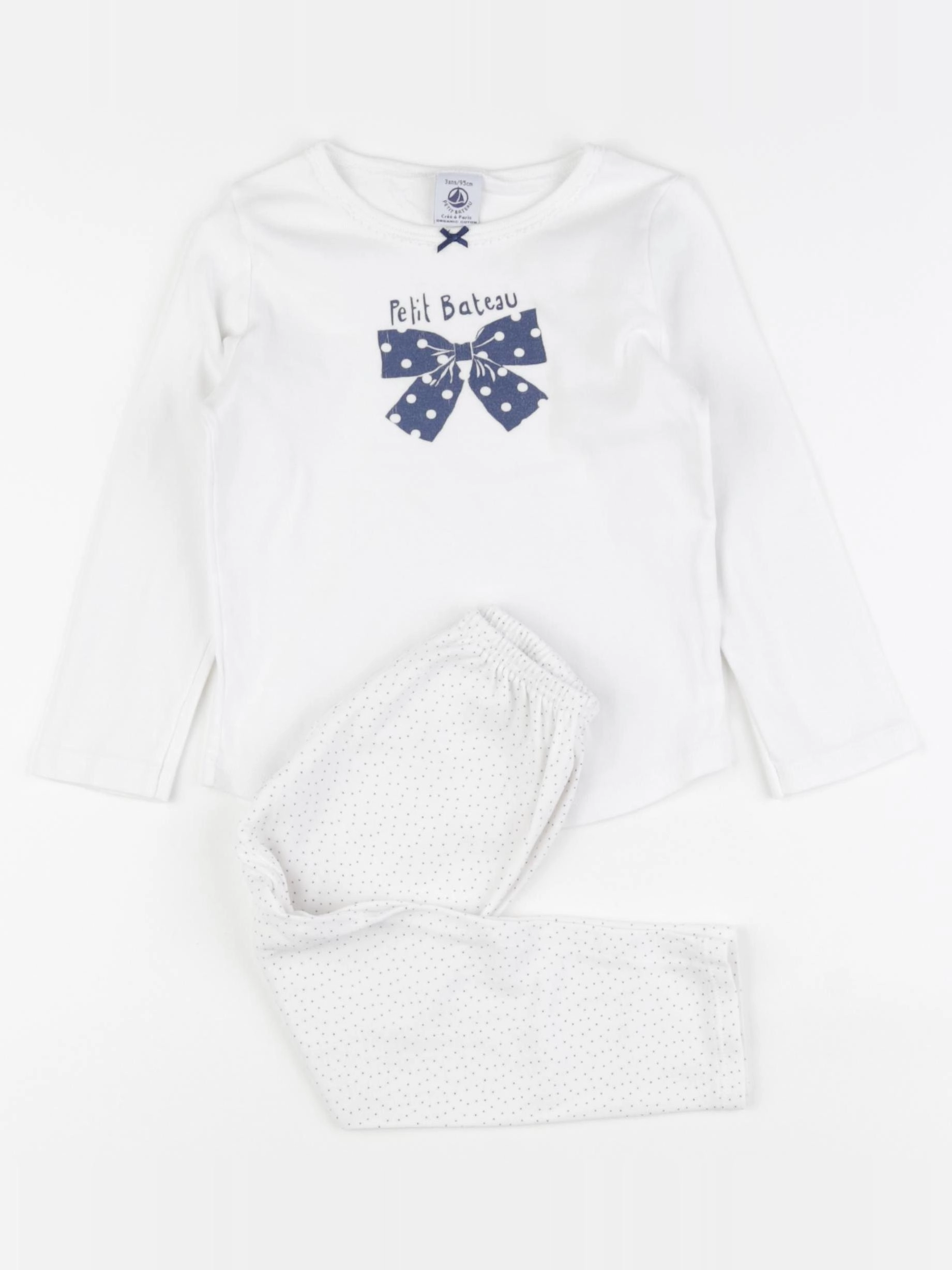 Petit Bateau - pyjama coton blanc - 3 ans