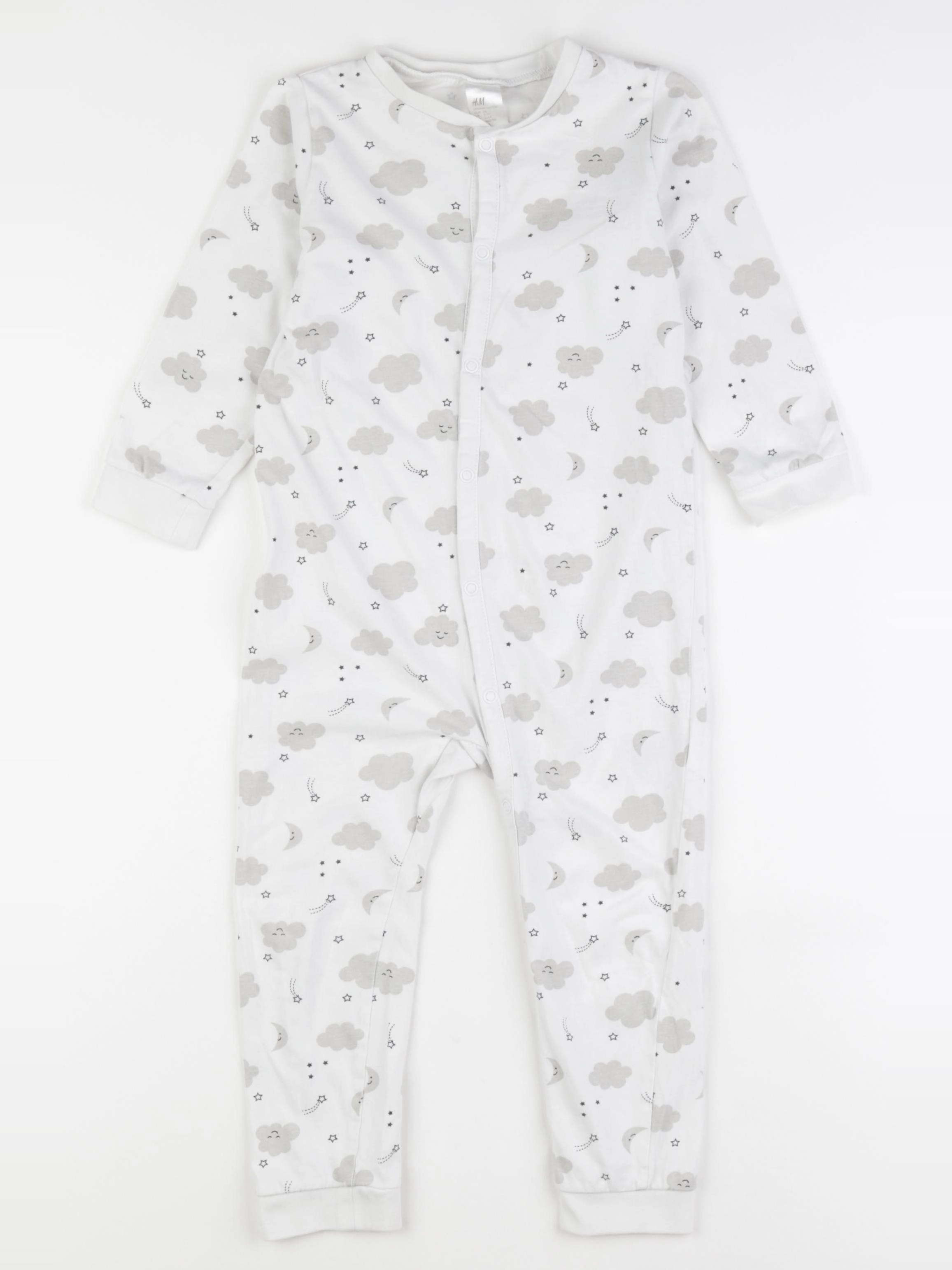 H&M - pyjama coton blanc, gris - 2/3 ans