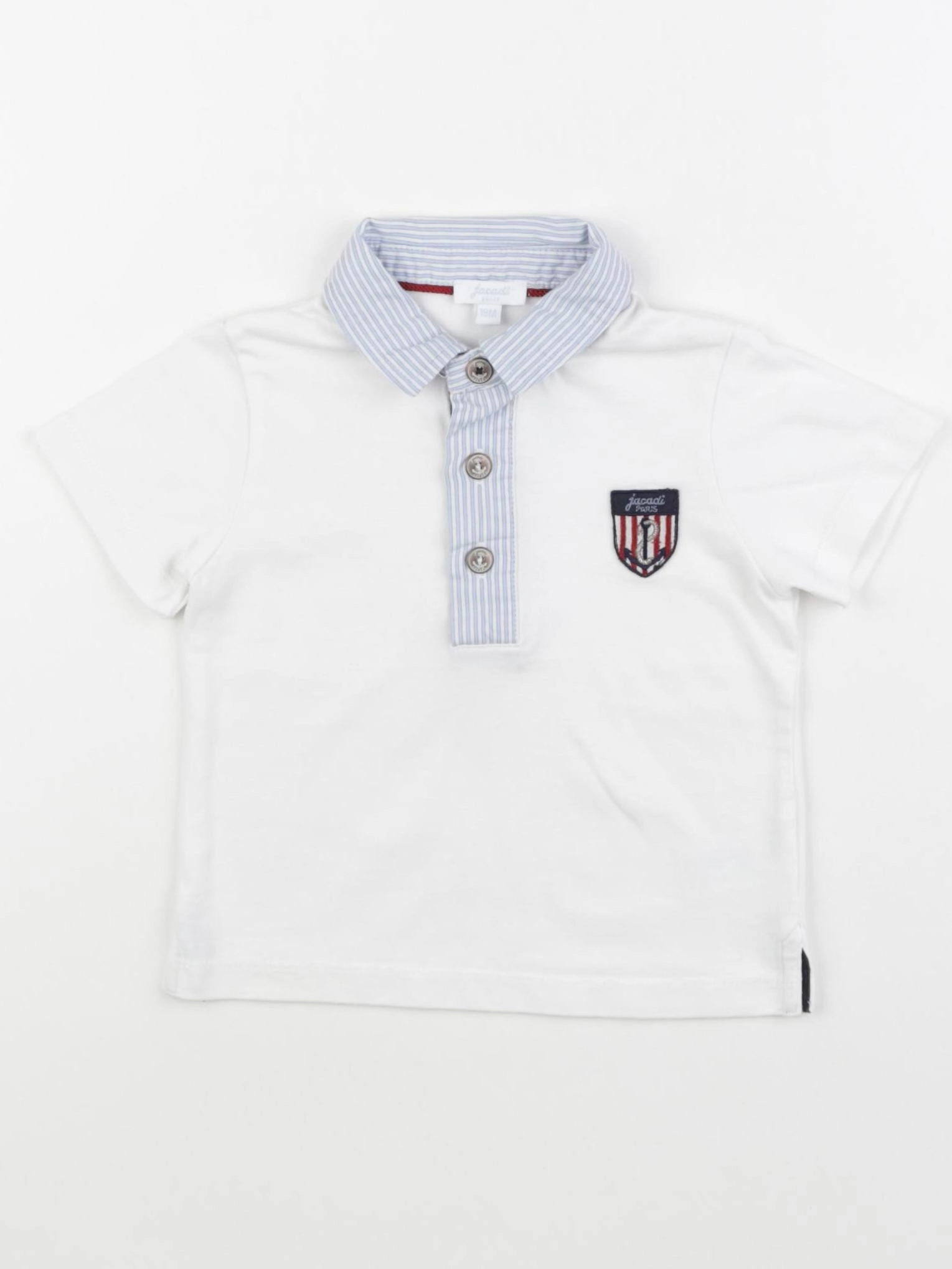 Jacadi - polo blanc, bleu - 18 mois